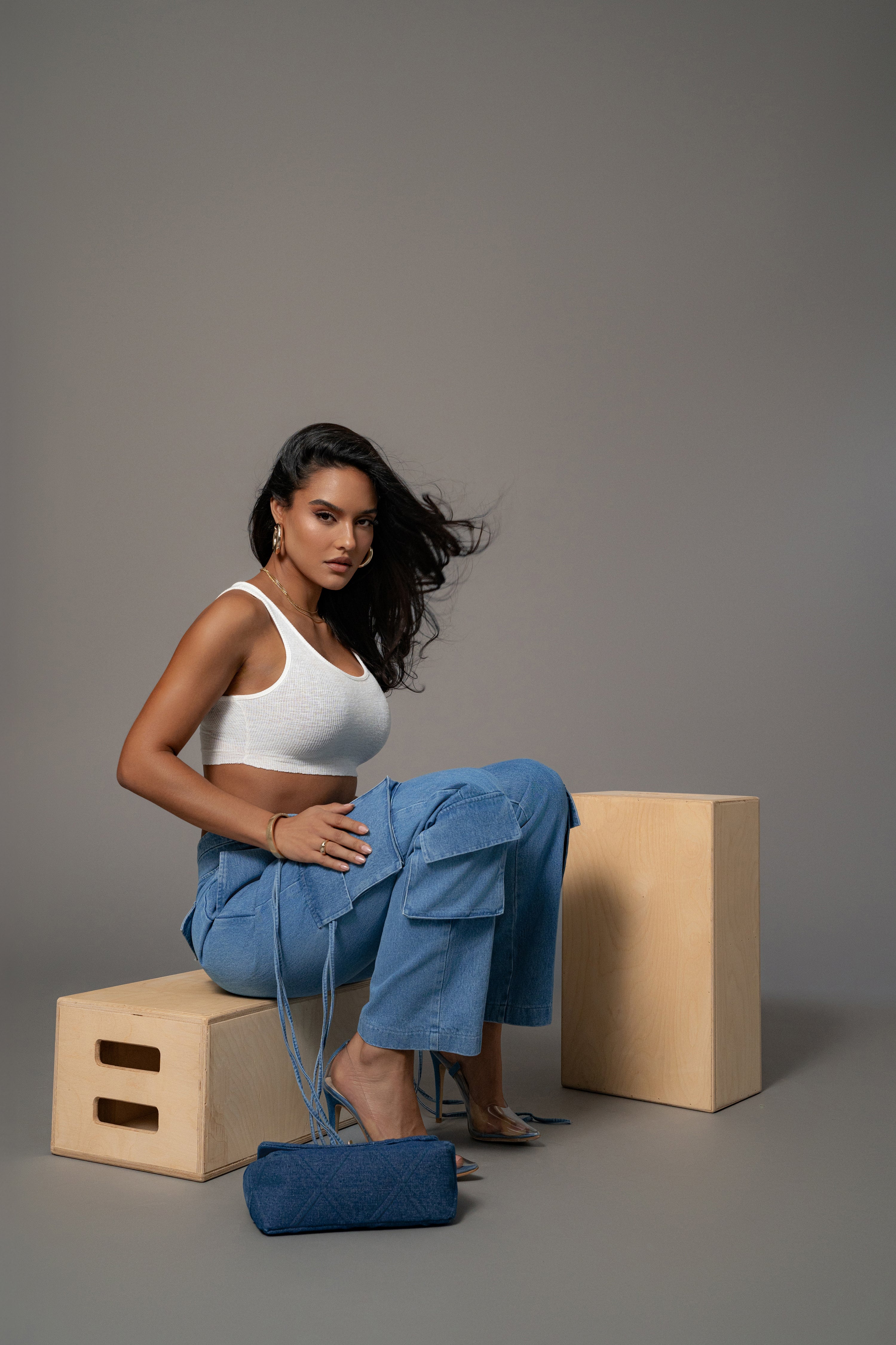 Medium Wash Jacinda Denim Utility Pants - JLUXLABEL