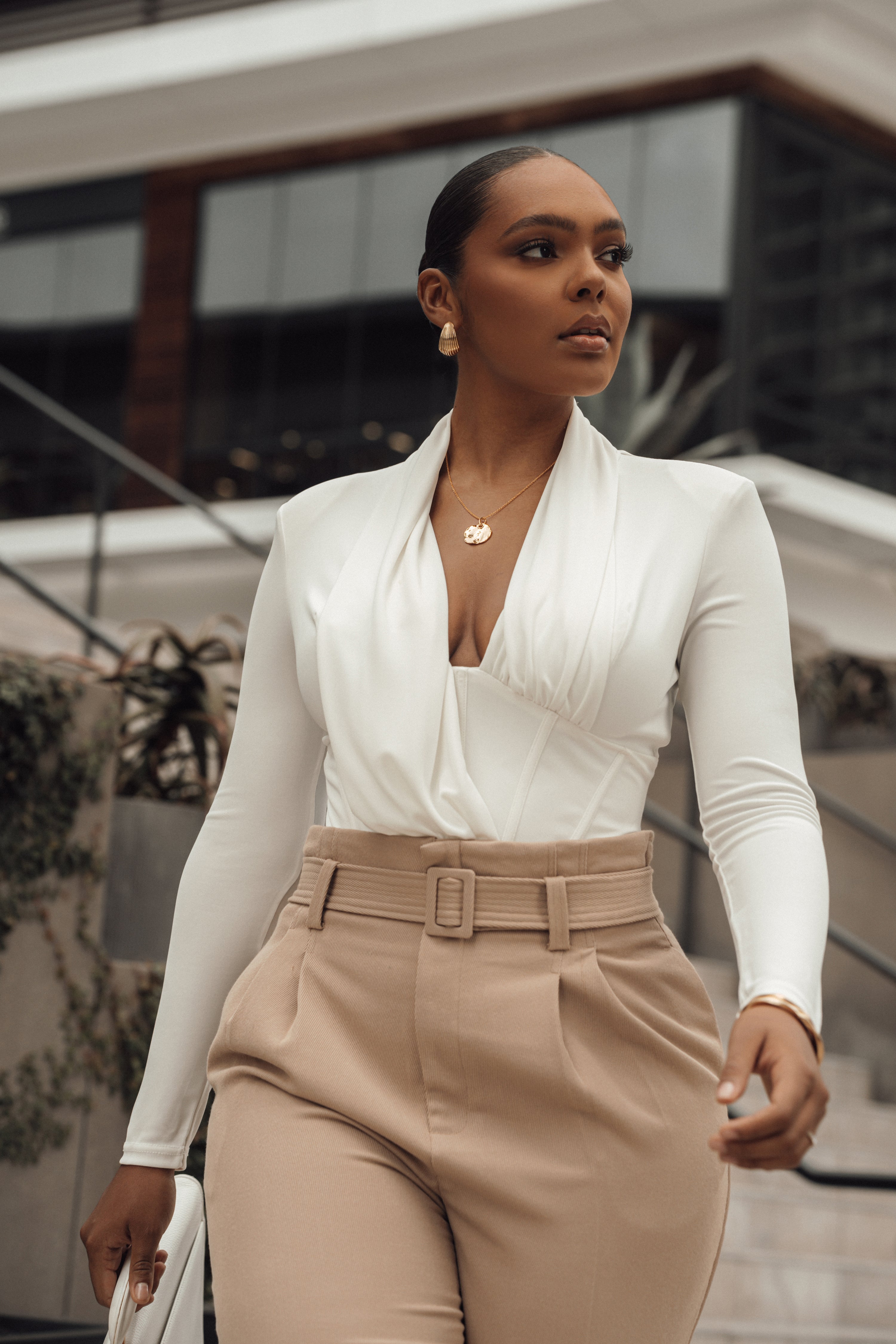 White Drape Corset Bodysuit - JLUXLABEL