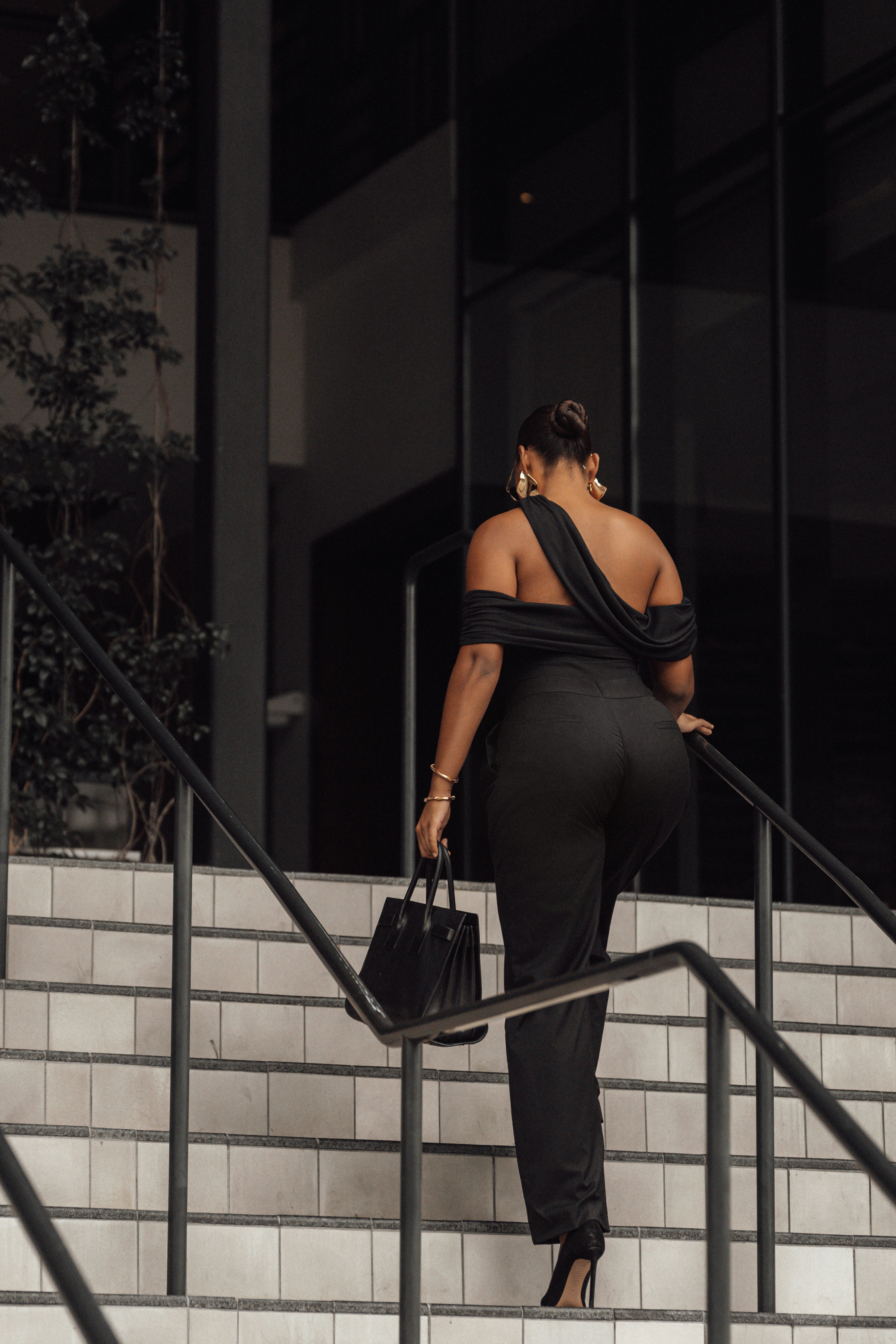 Black Above All Drape Bodysuit - JLUXLABEL