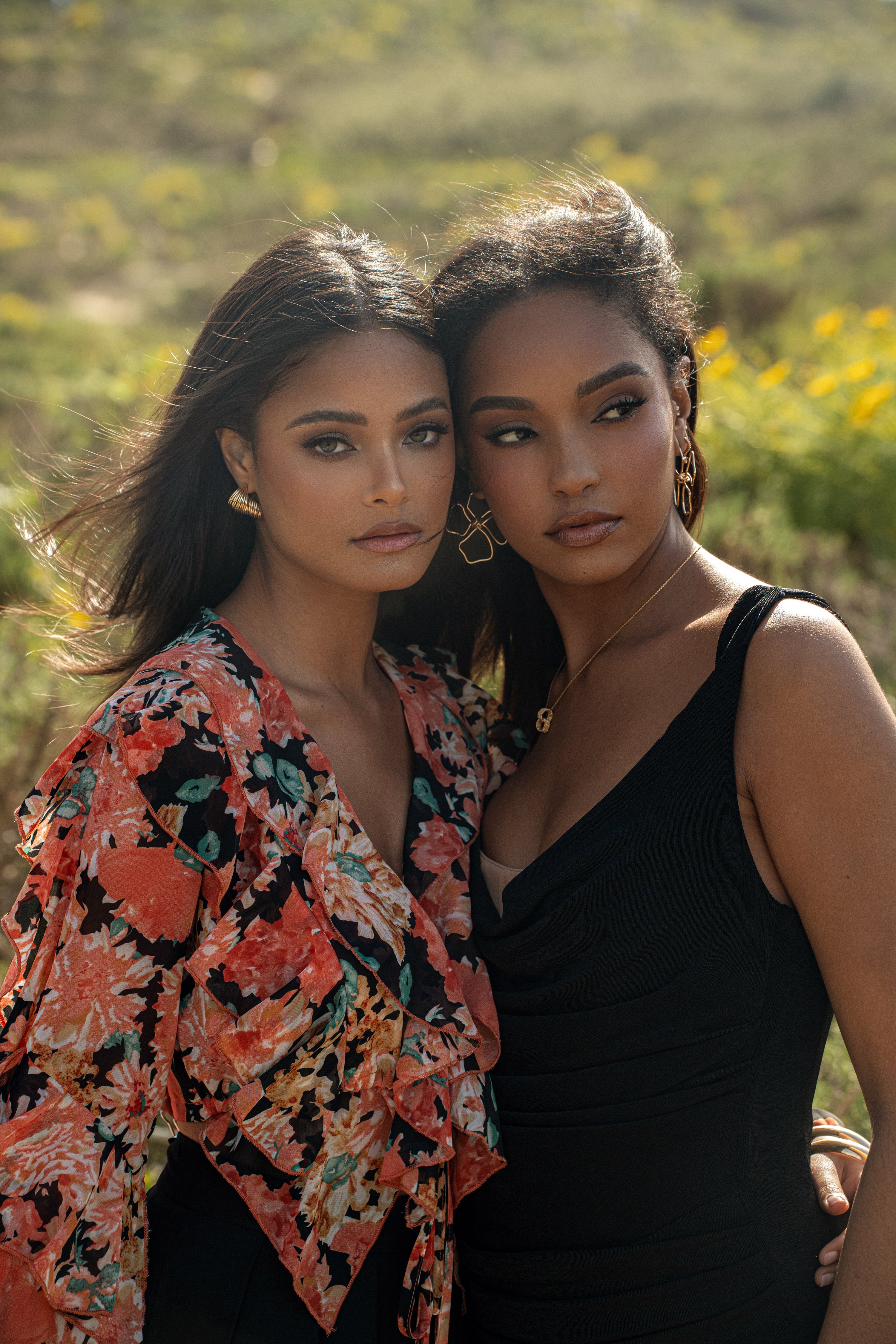 Black Floral Yvanna Ruffle Top - JLUXLABEL