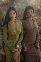 Moss Zahra Button Front Maxi Dress - JLUXLABEL