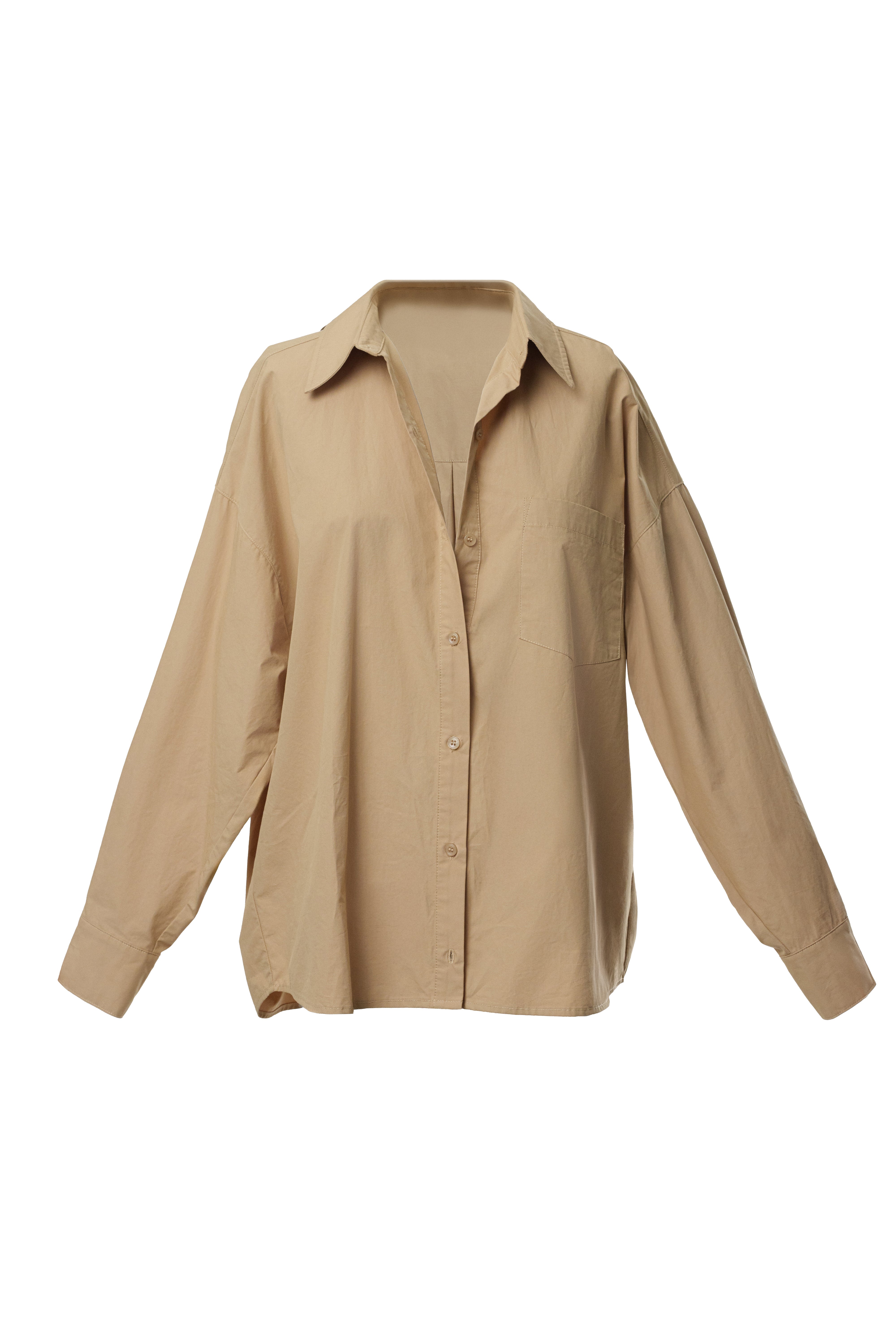 Beige Leon Poplin Shirt - JLUXLABEL
