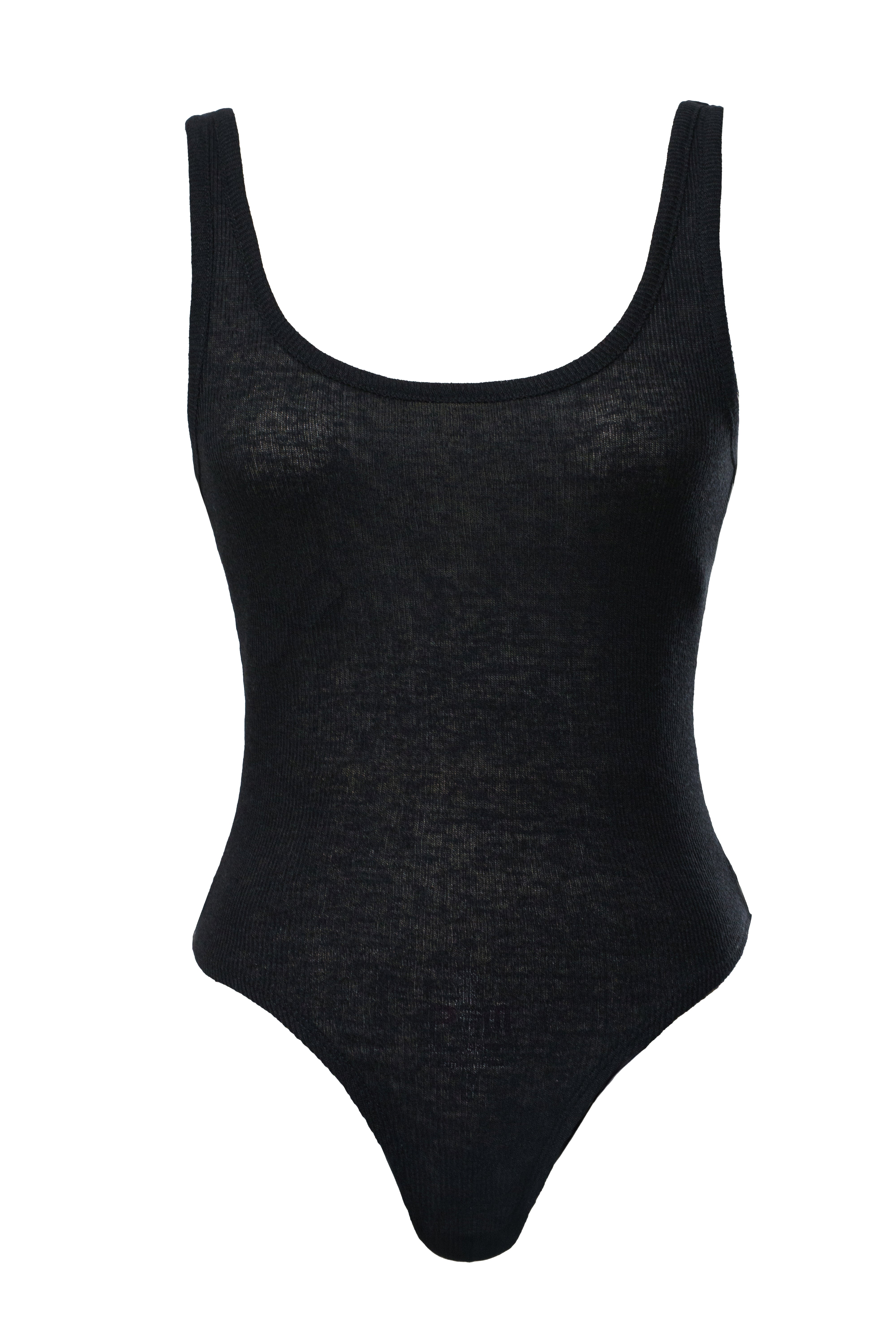Black The Basis Knit Bodysuit - JLUXLABEL