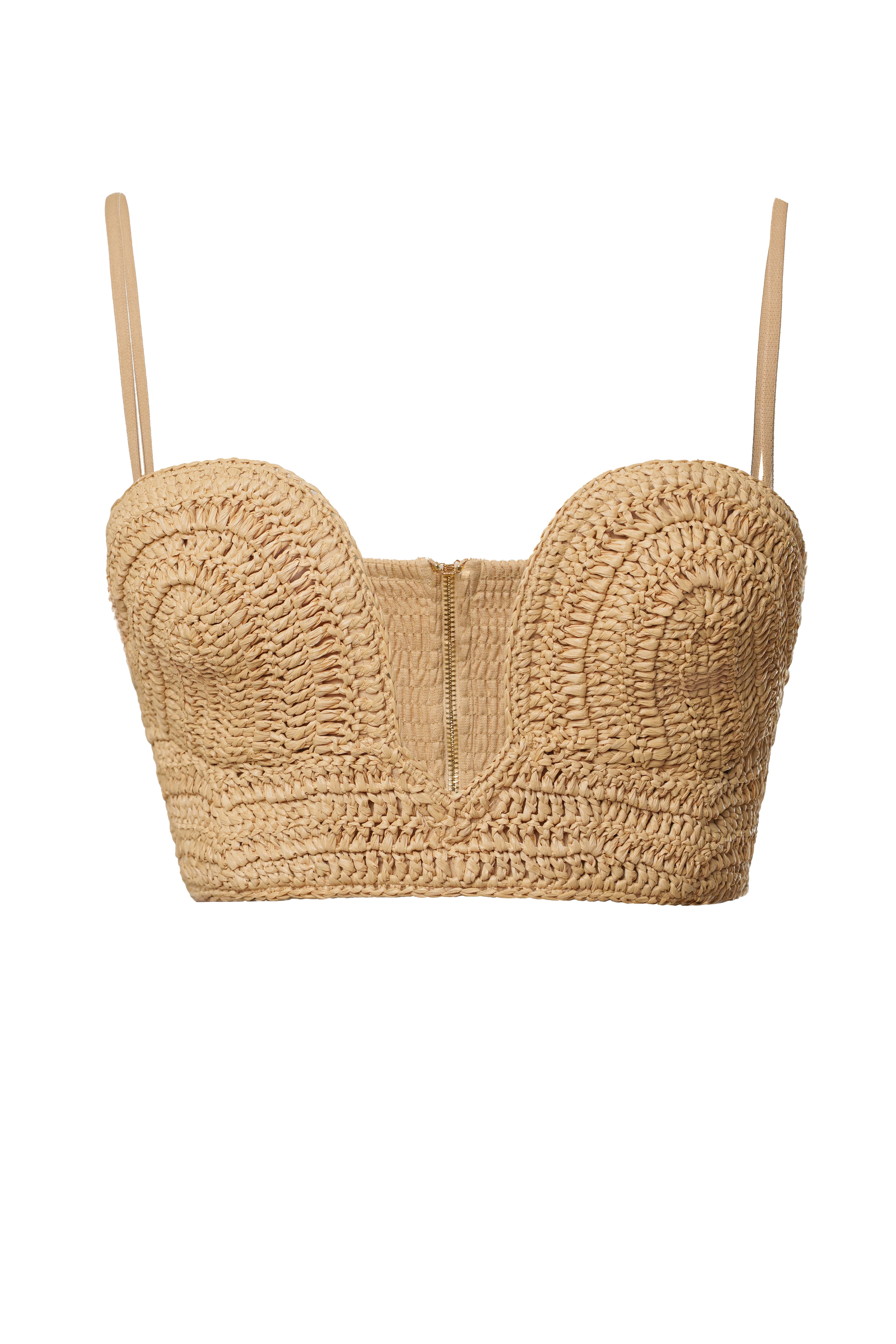 Beige Sail Away Texture Bustier - JLUXLABEL