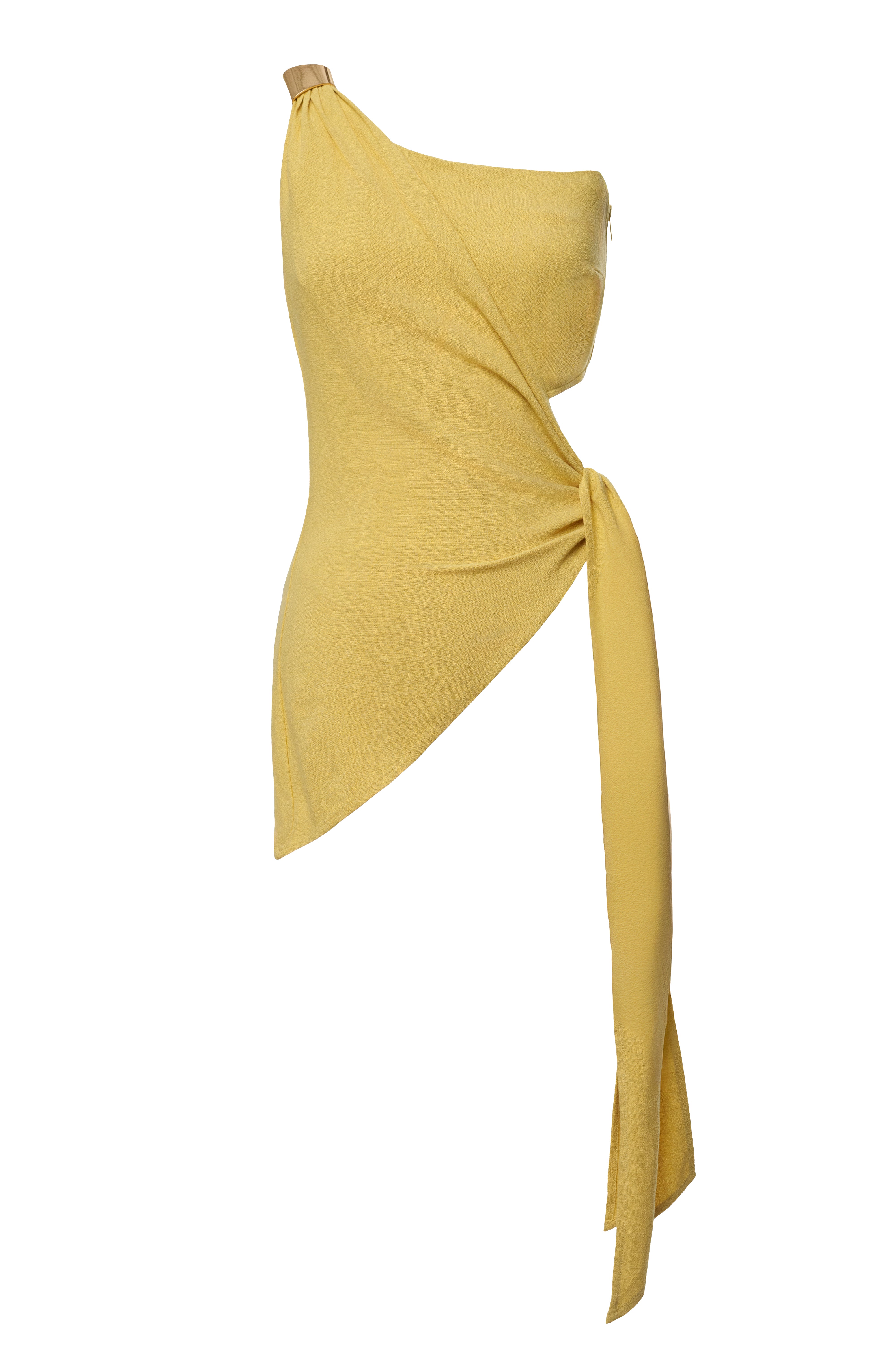 Yellow Palmera One Shoulder Top - JLUXLABEL