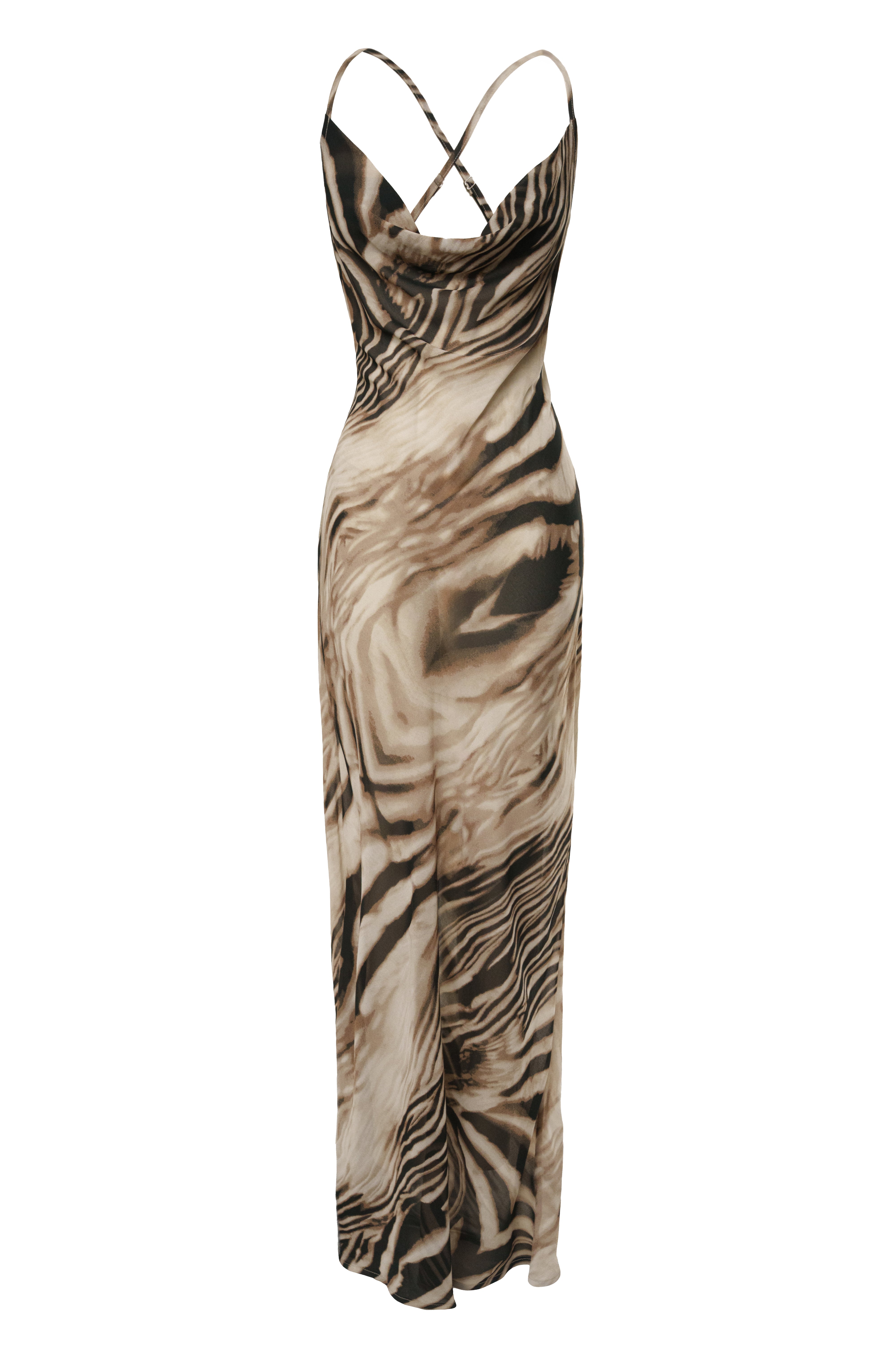 Brown Zebra Print Infinite Journey Maxi Dress - JLUXLABEL