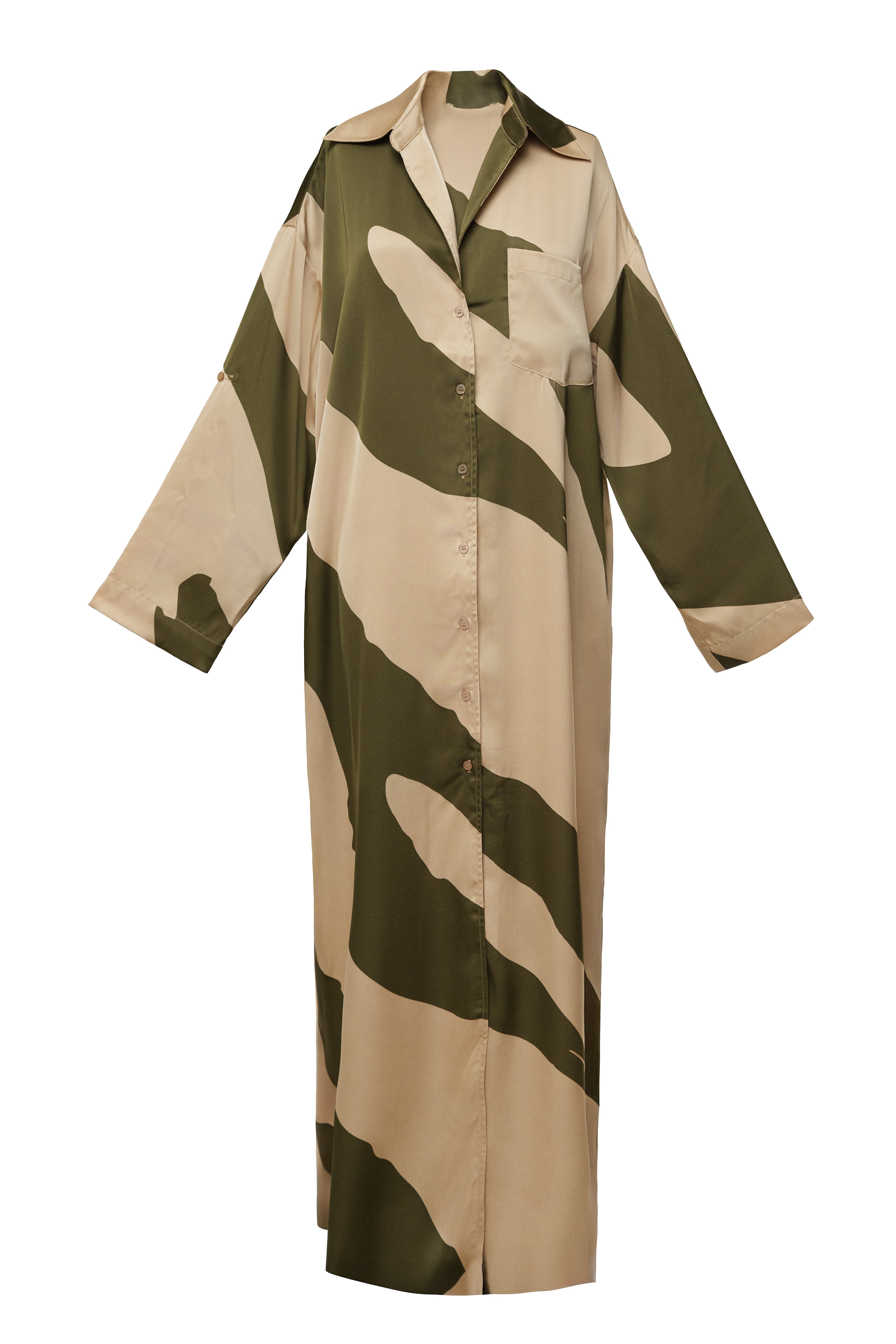 Multi Satin Safari Maxi Dress - JLUXLABEL