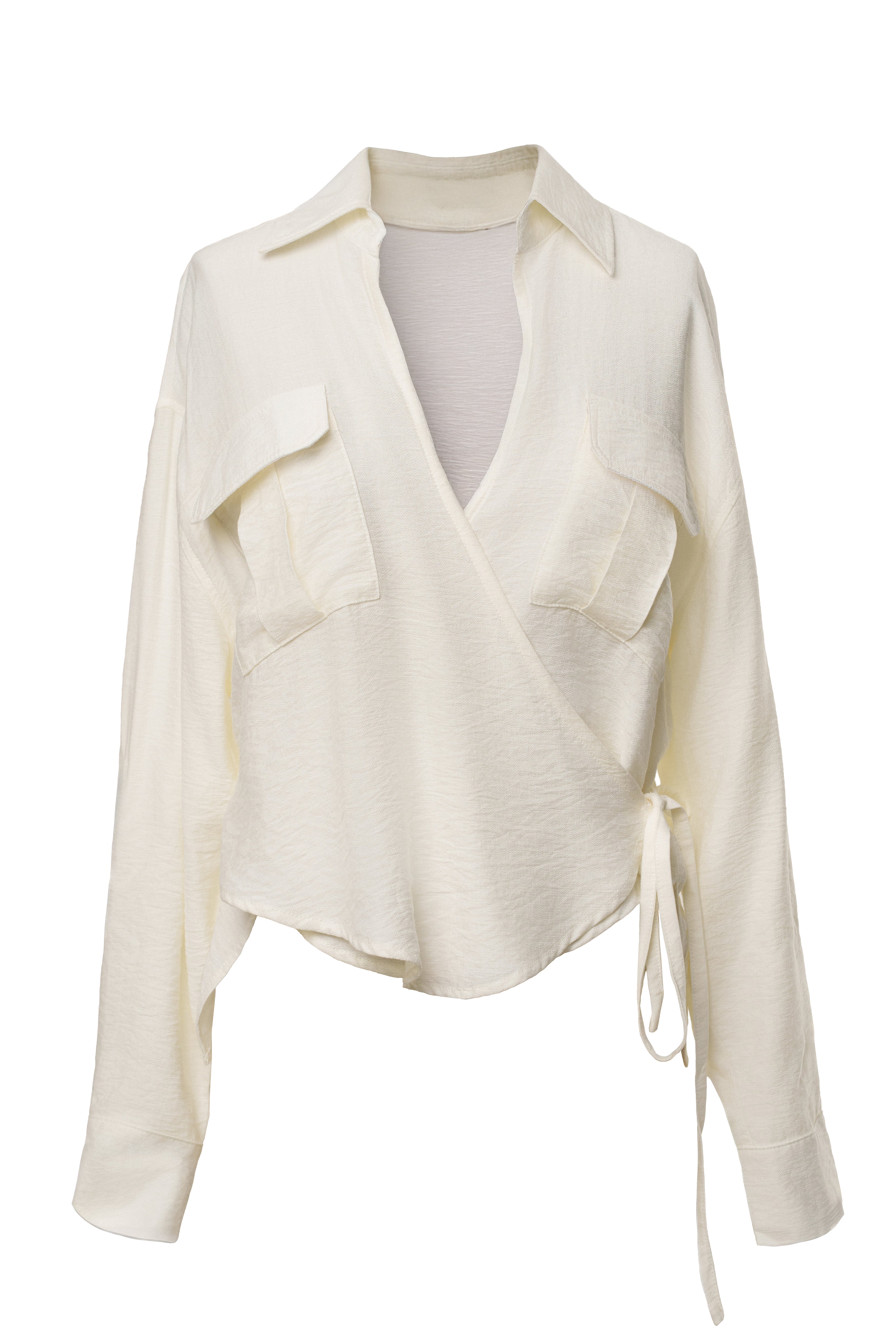 Ivory Drift Collared Cargo Top - JLUXLABEL