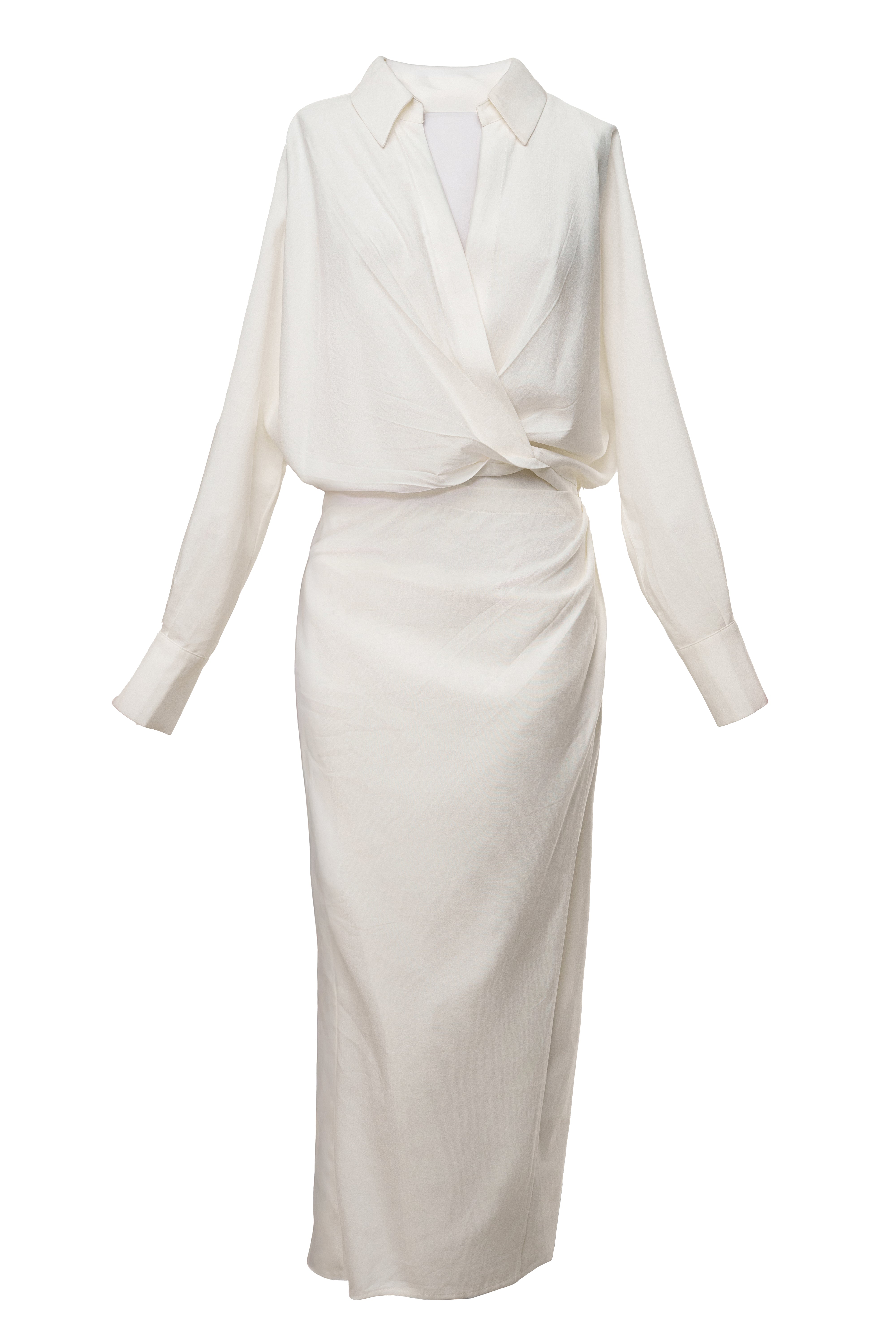 Ivory Skyline Wrap Midi Dress - JLUXLABEL
