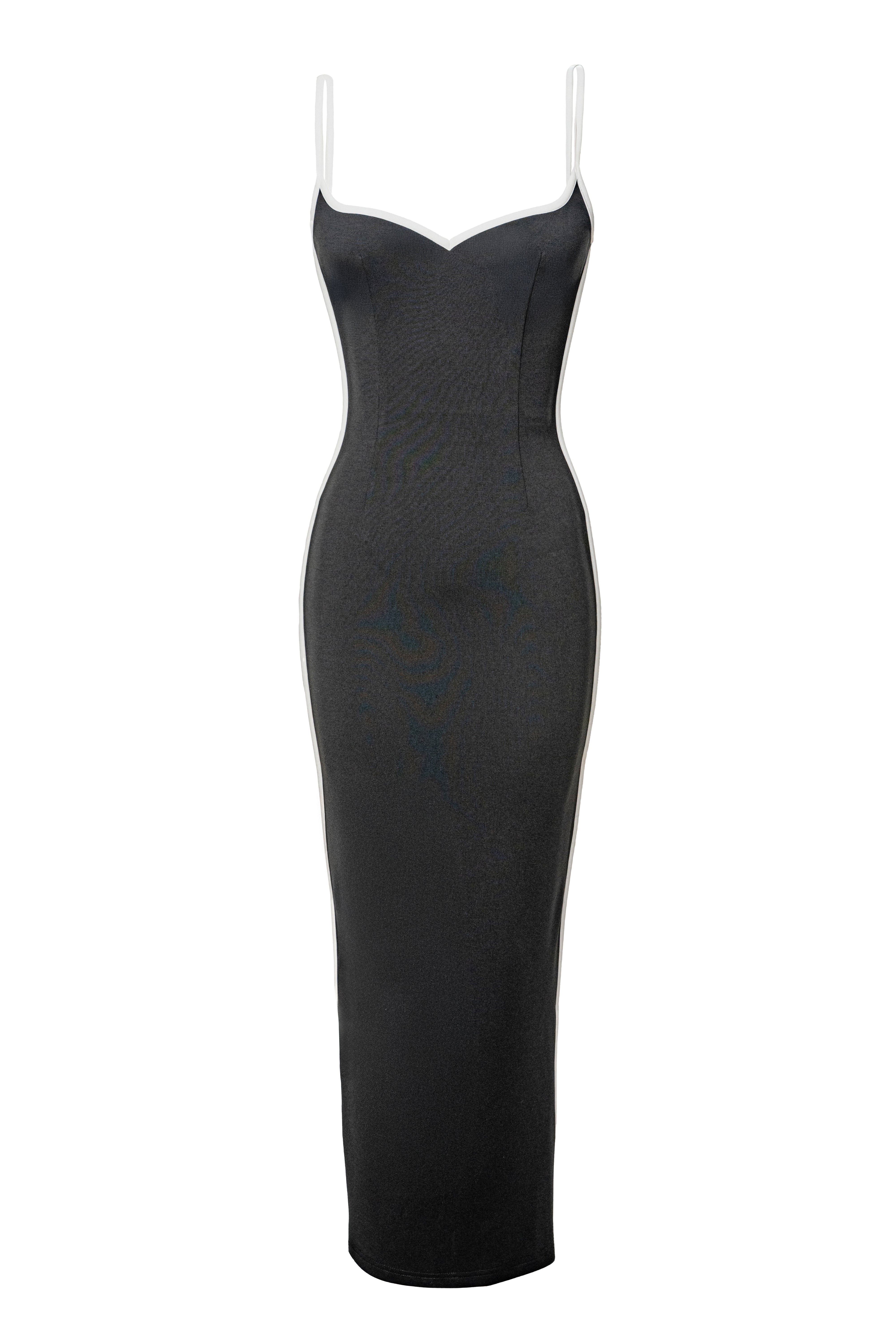 Black Jordin Contrast Midi Dress - JLUXLABEL