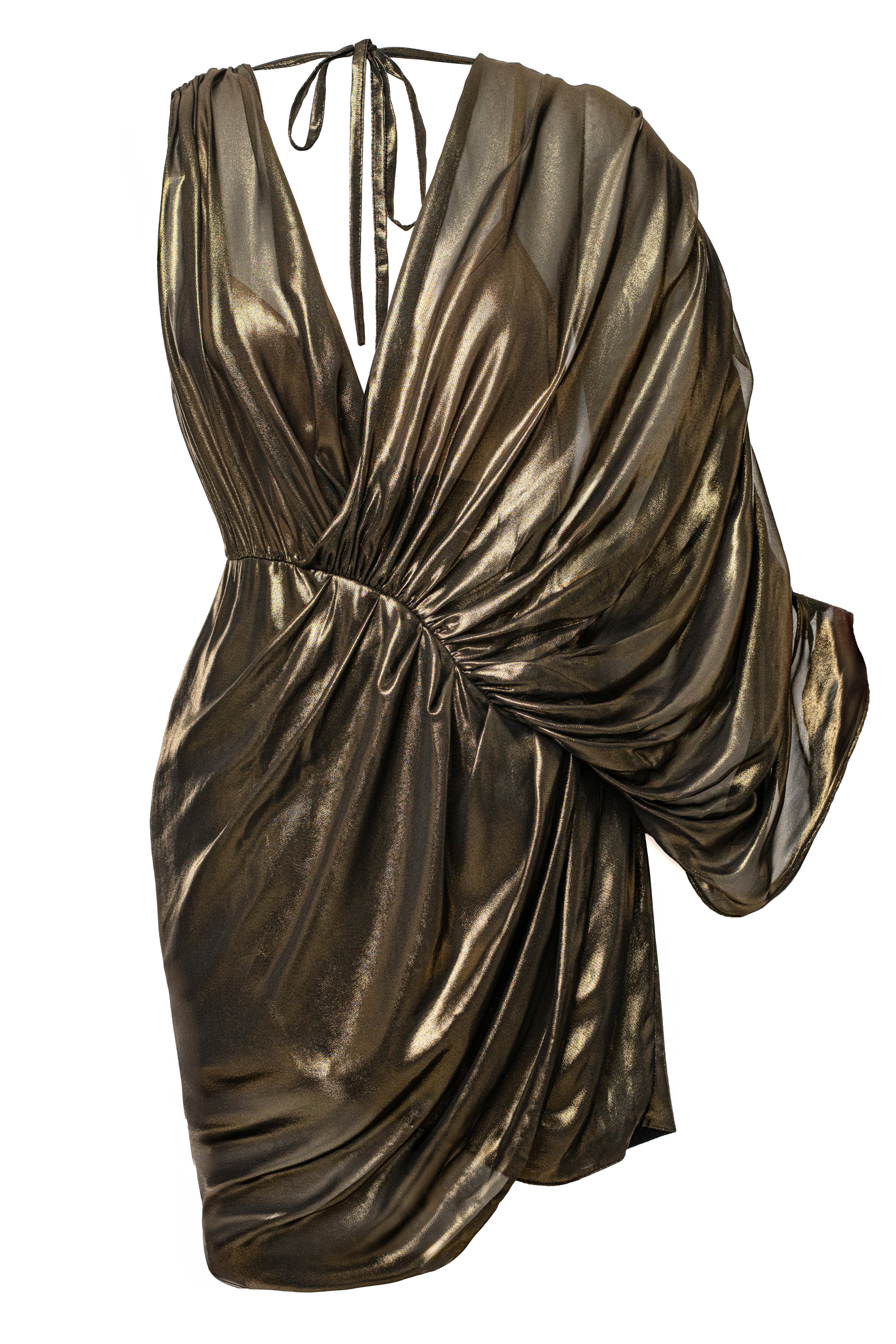 Gold Gleaming Metallic Mini Dress - JLUXLABEL