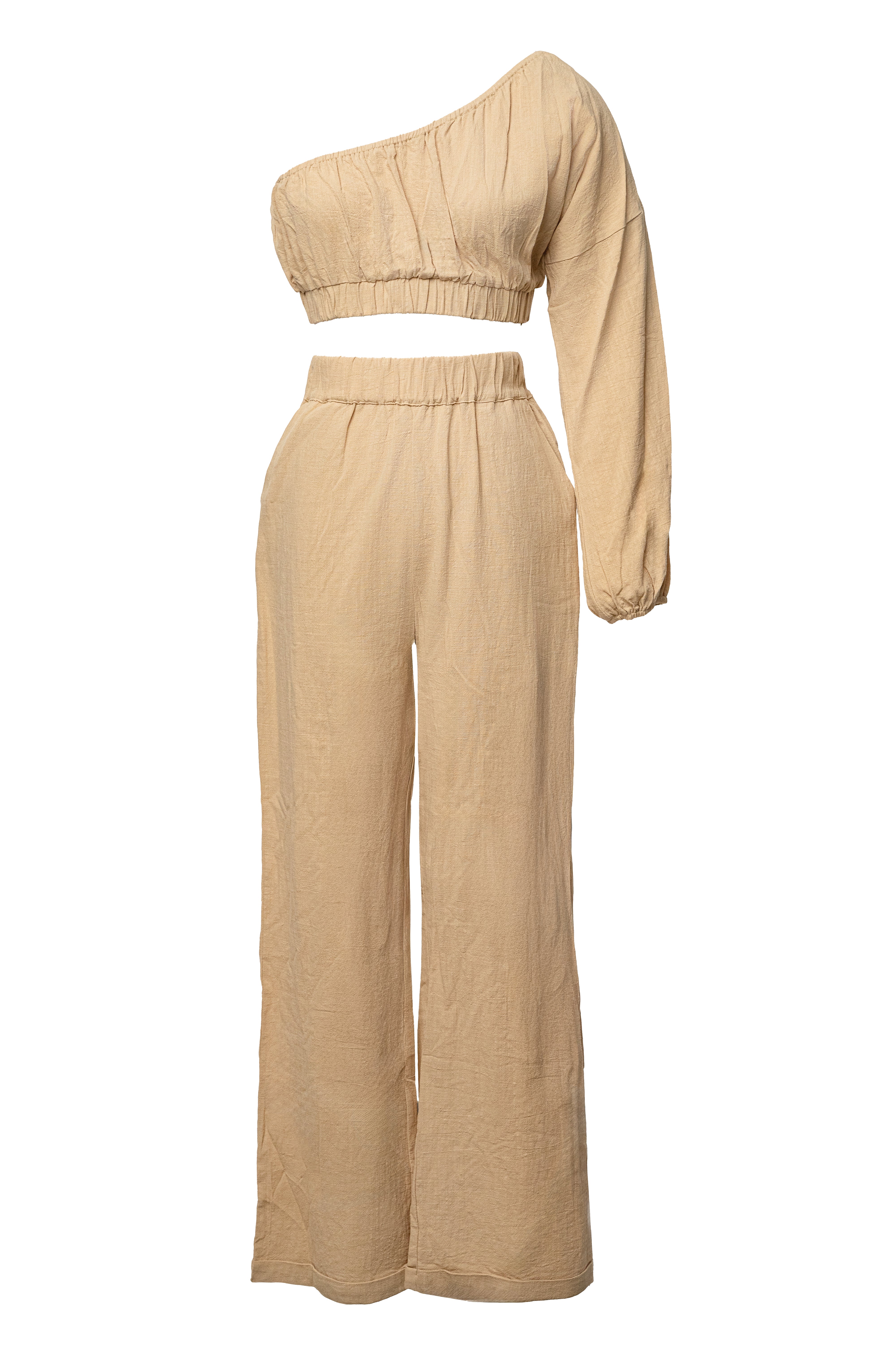 Tan Coastal Tide Pant Set - JLUXLABEL
