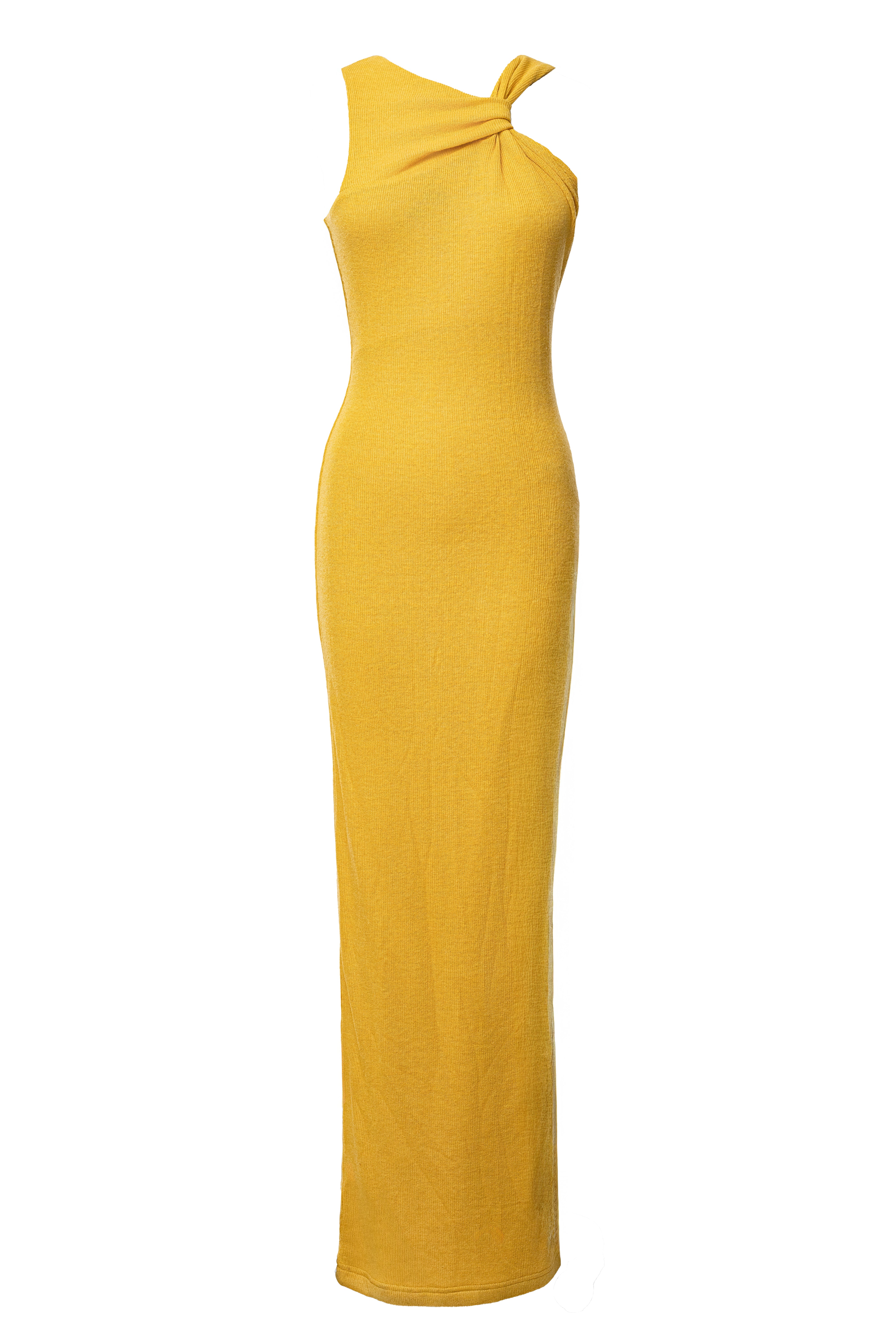 Yellow Alessia Knit Maxi Dress - JLUXLABEL