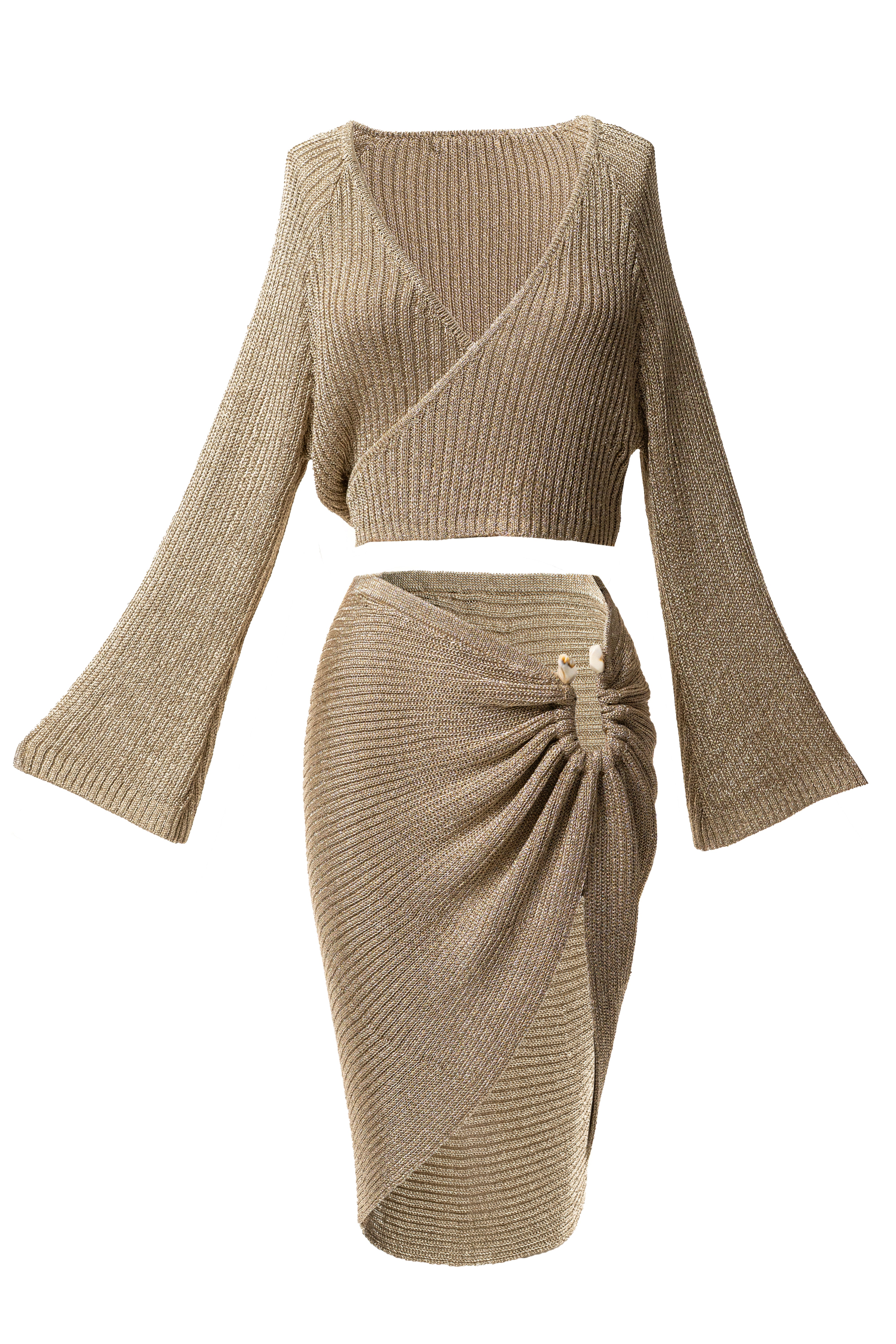 Gold Luminous Metallic Skirt - JLUXLABEL