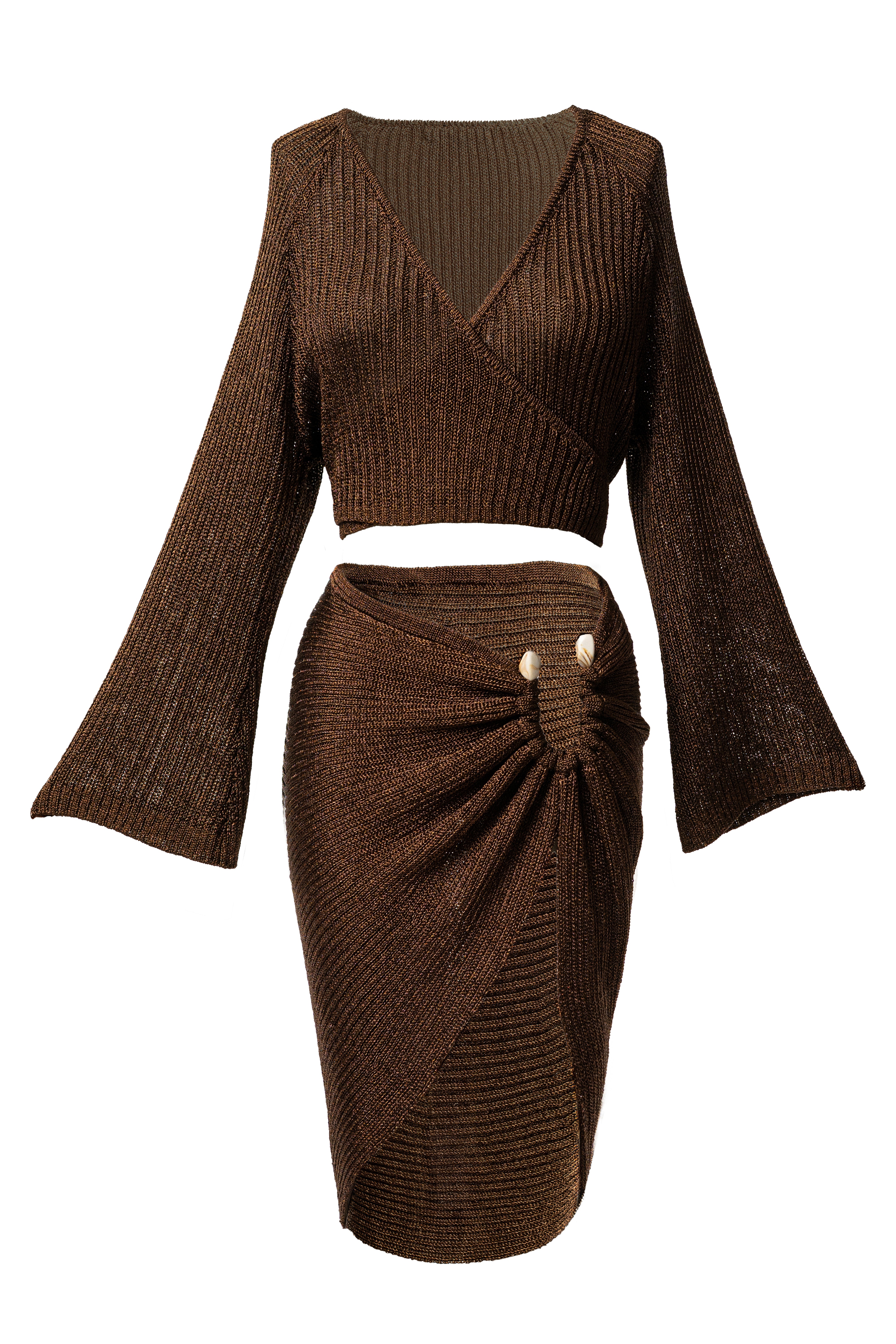 Bronze Luminous Metallic Skirt - JLUXLABEL