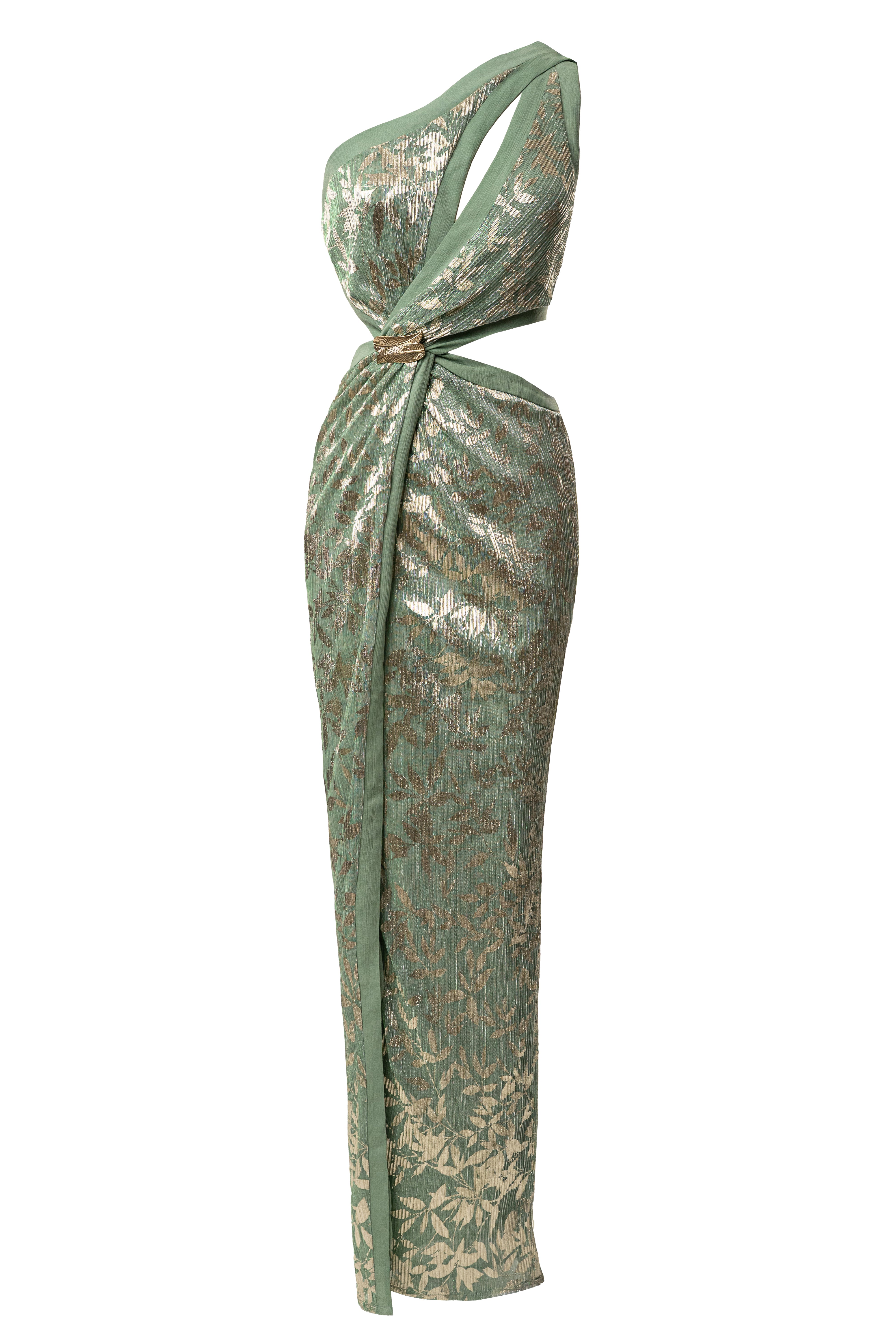 Sage One Shoulder Keyhole Dress - JLUXLABEL