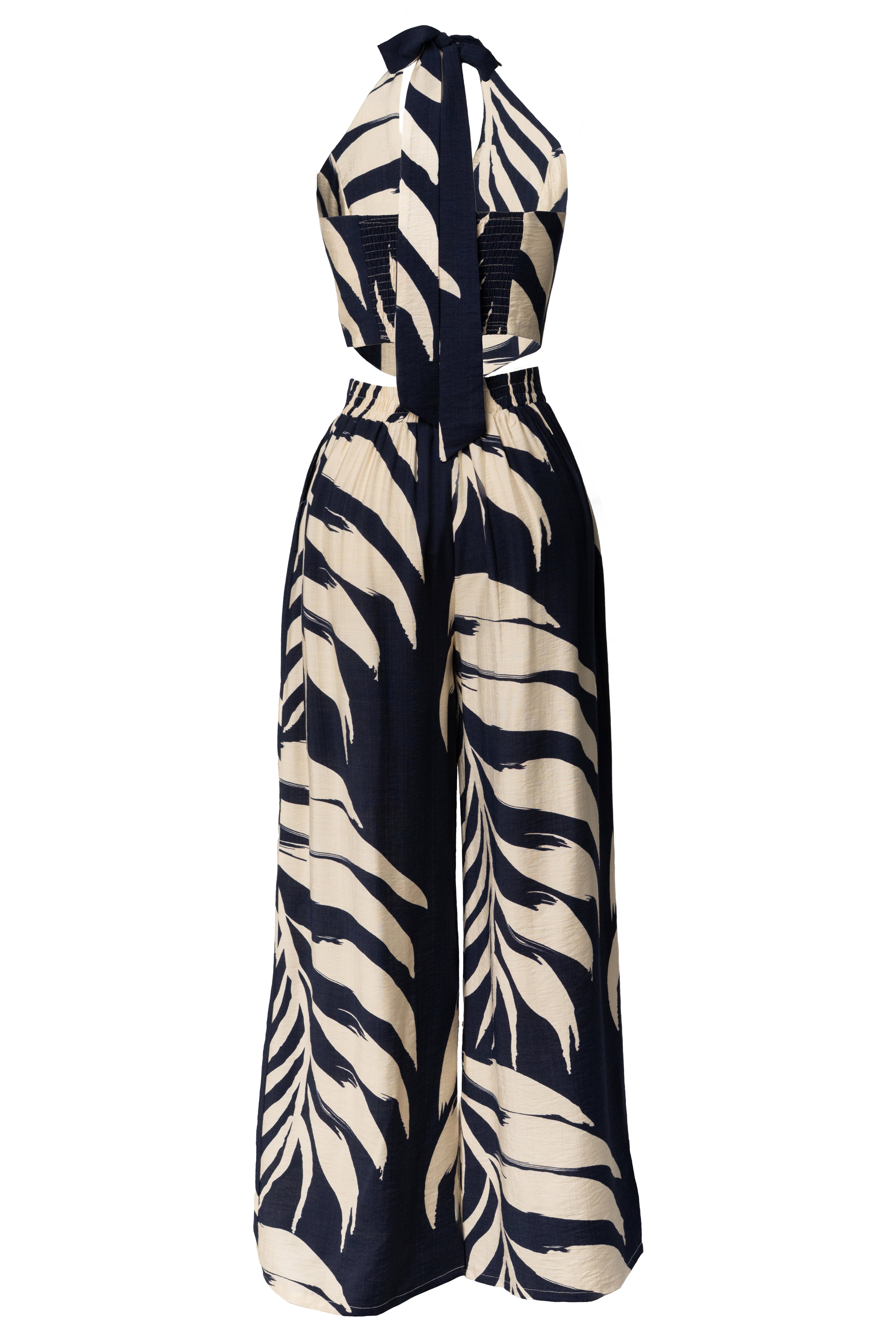 Navy Palm Print Tropical Daze Pant Set - JLUXLABEL