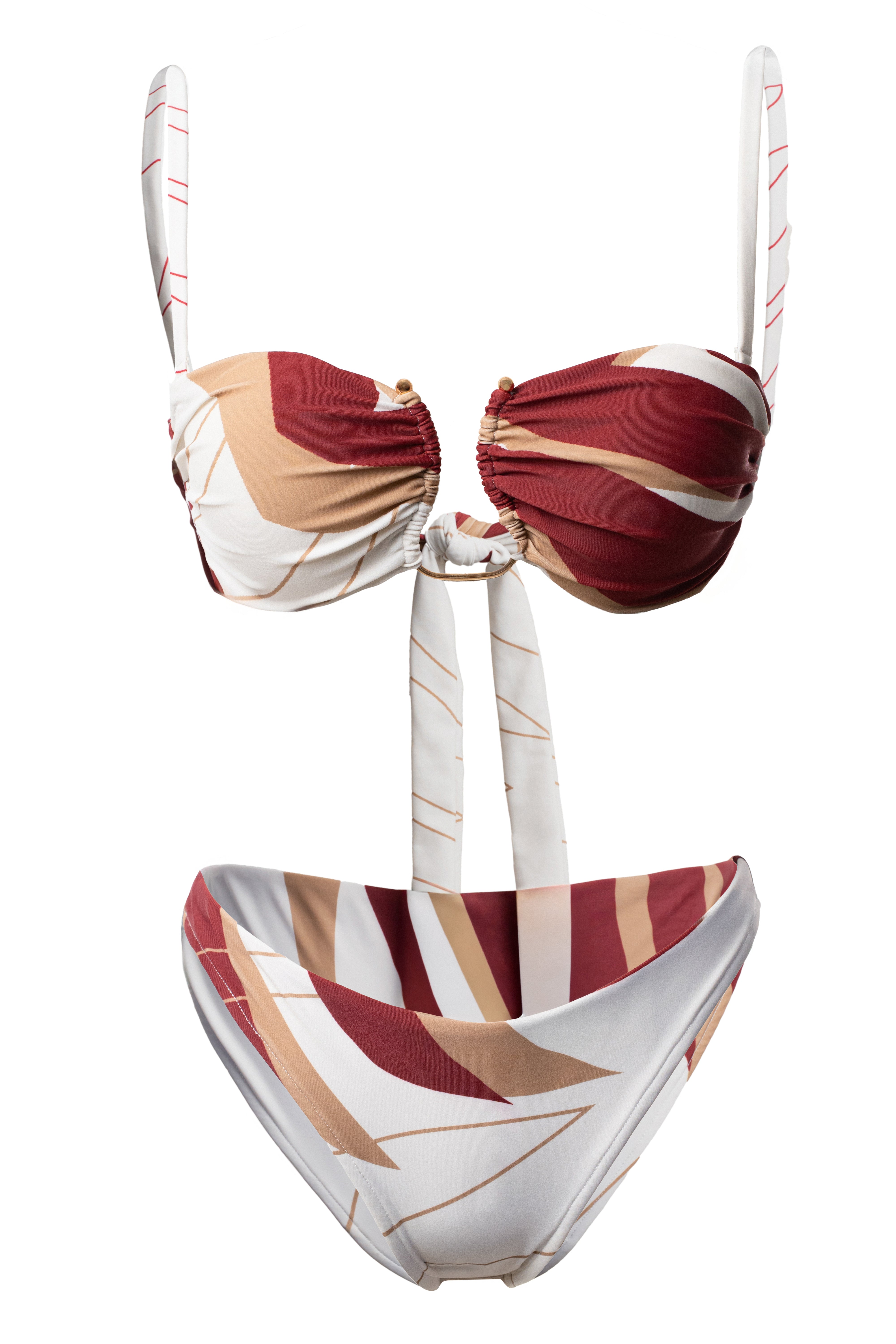 Ivory Palm Print Tropical Tide Bikini Set - JLUXLABEL
