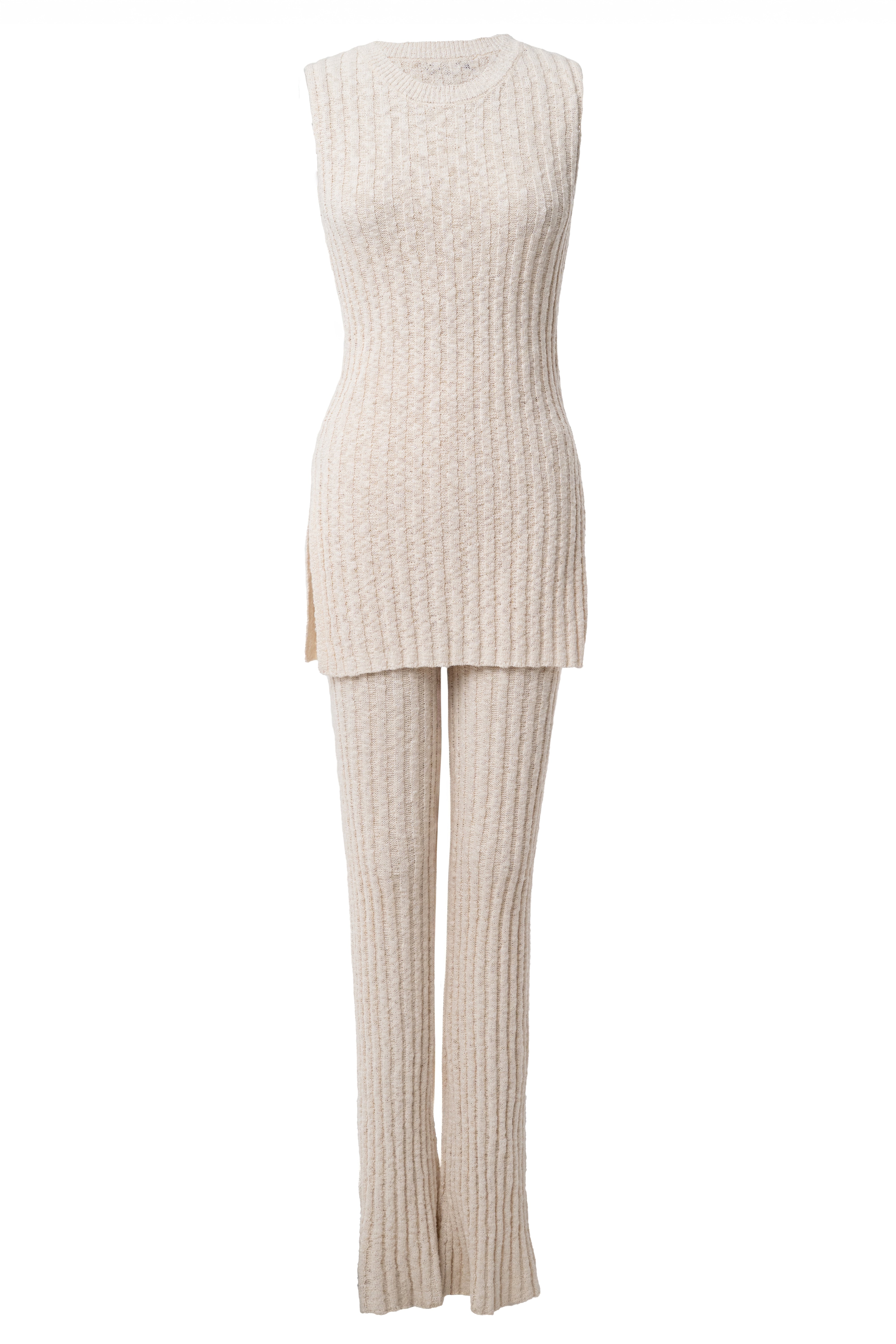 Ivory Lanah Knit Flare Pants - JLUXLABEL