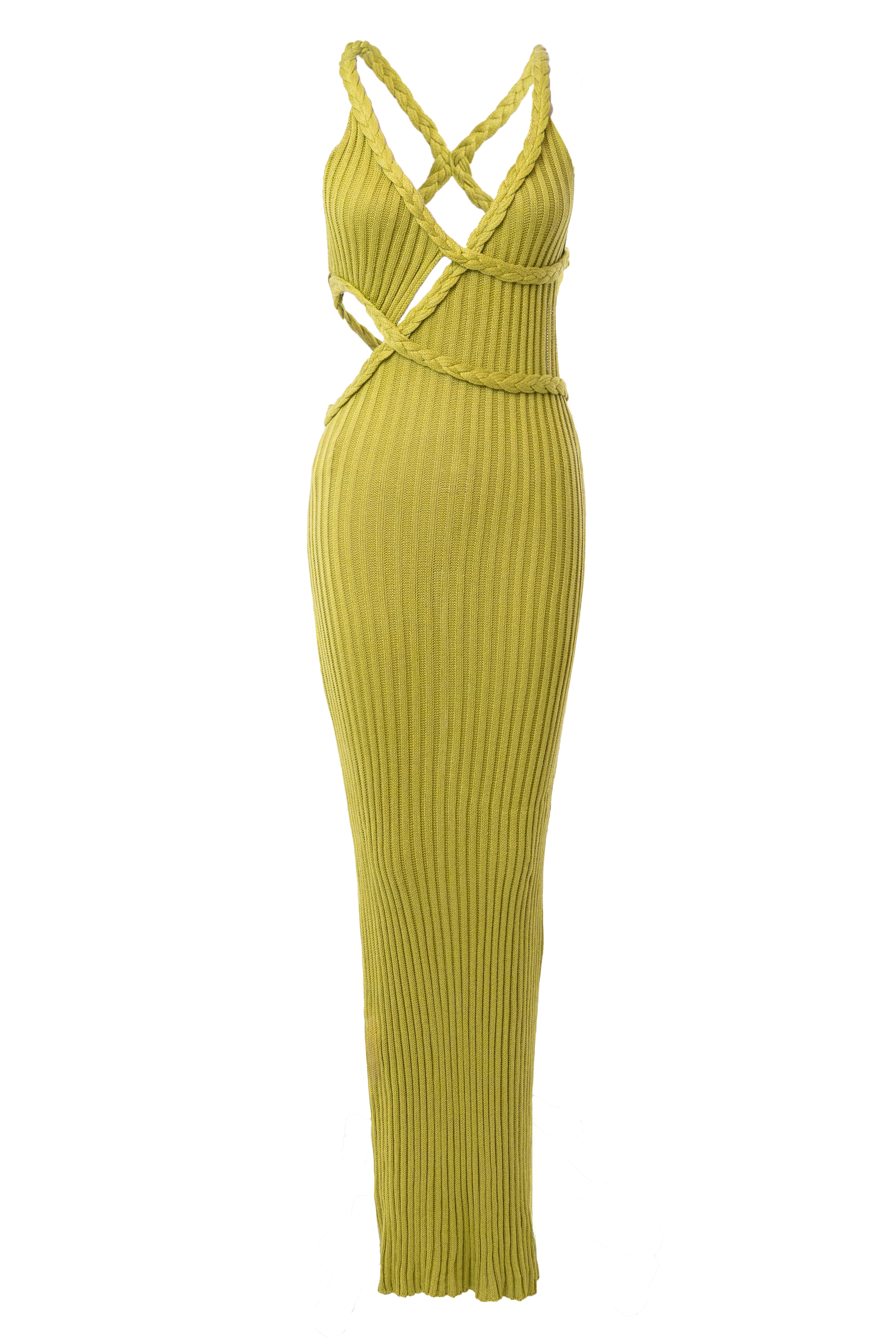 Lime Drift And Dream Braided Maxi Dress - JLUXLABEL