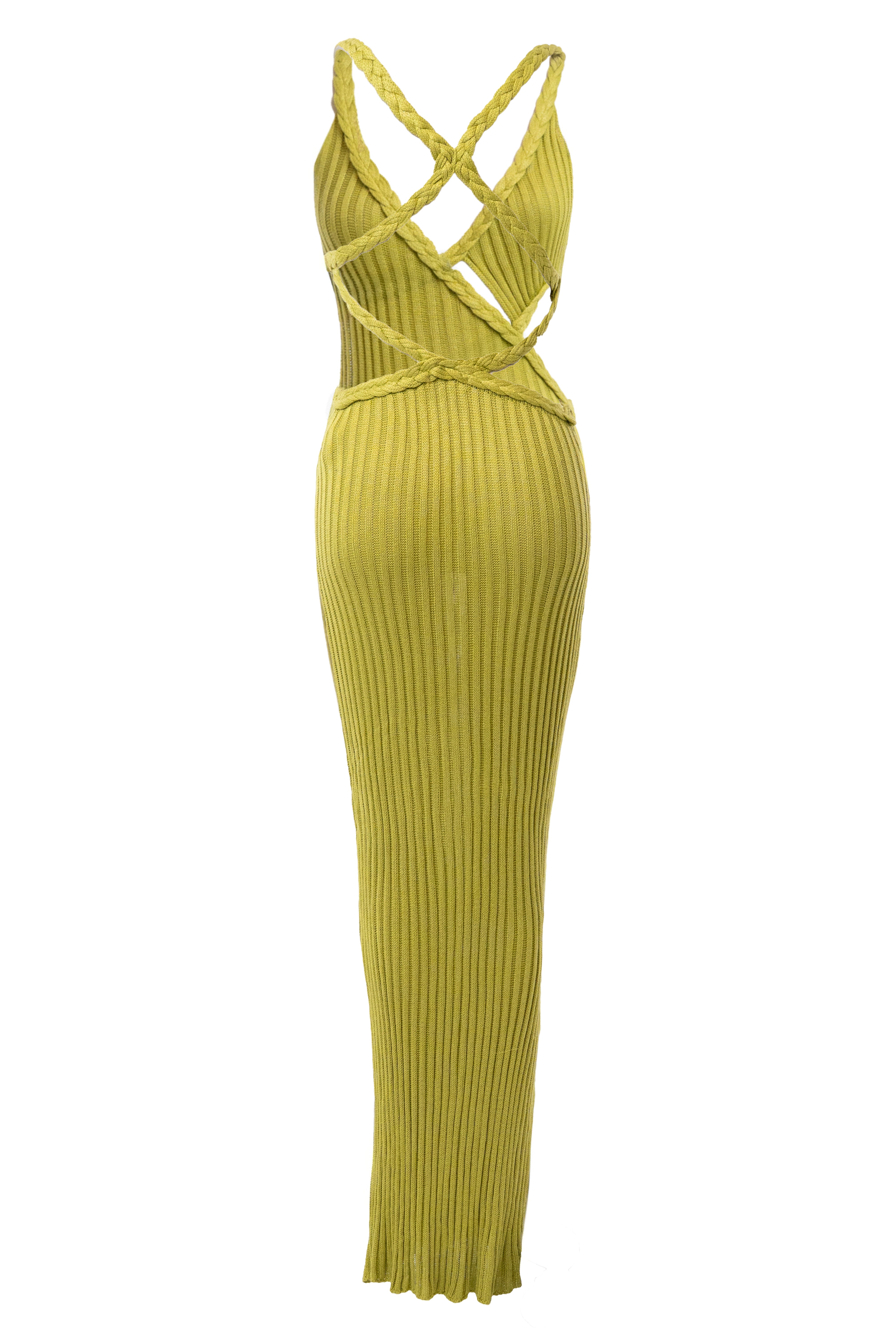 Lime Drift And Dream Braided Maxi Dress - JLUXLABEL