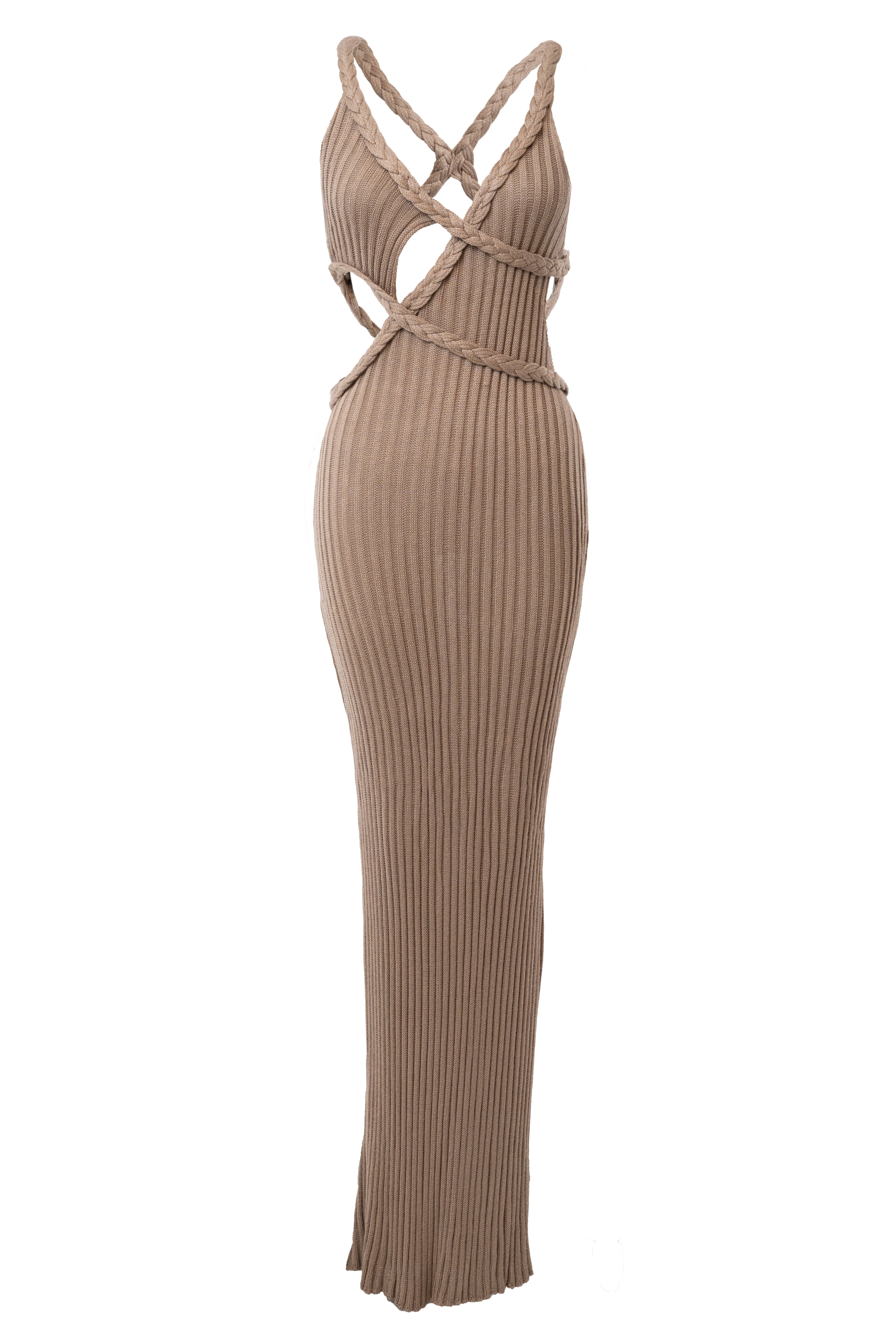 Mocha Drift And Dream Braided Maxi Dress - JLUXLABEL