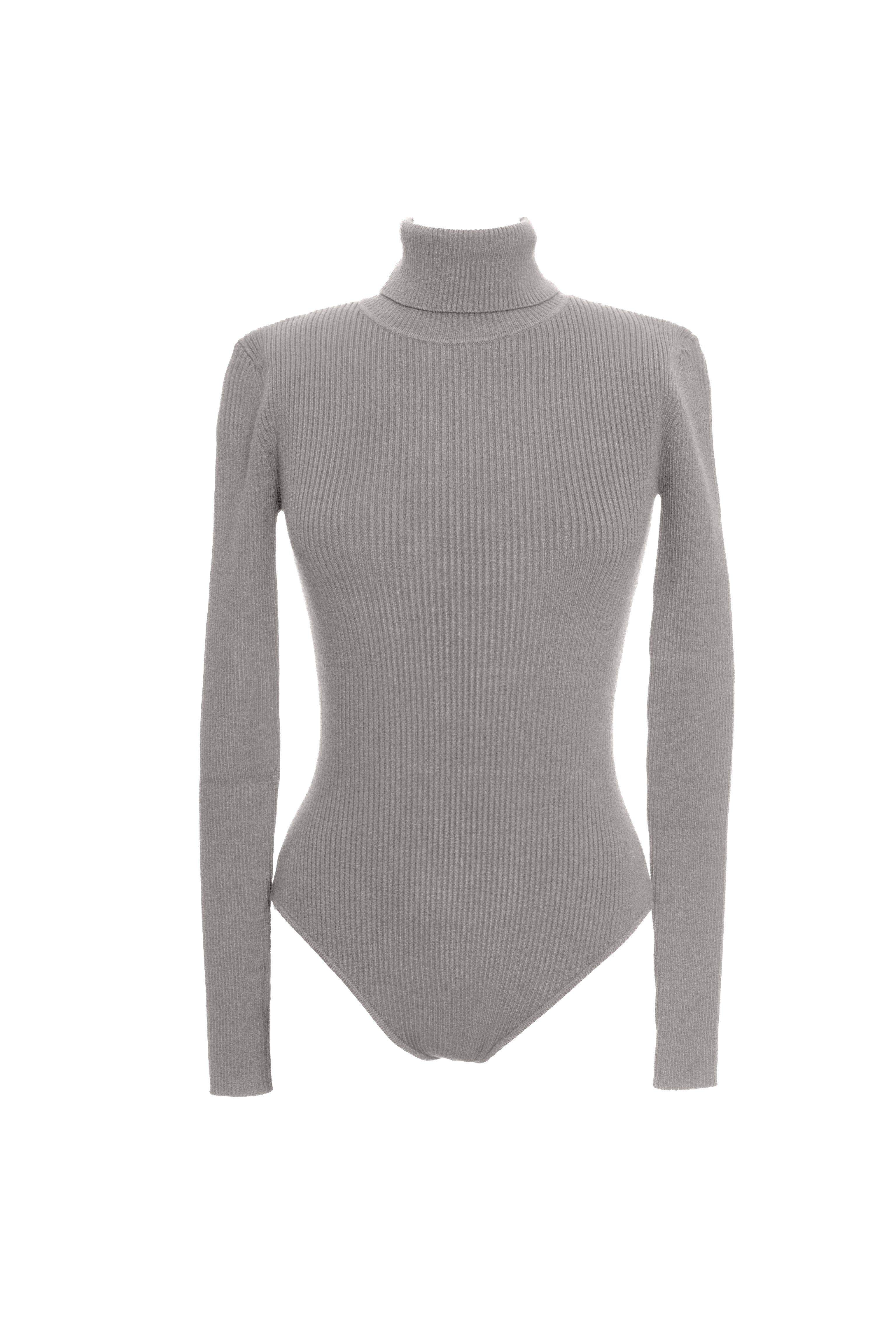 Heather Grey Arlett Turtleneck Bodysuit - JLUXLABEL