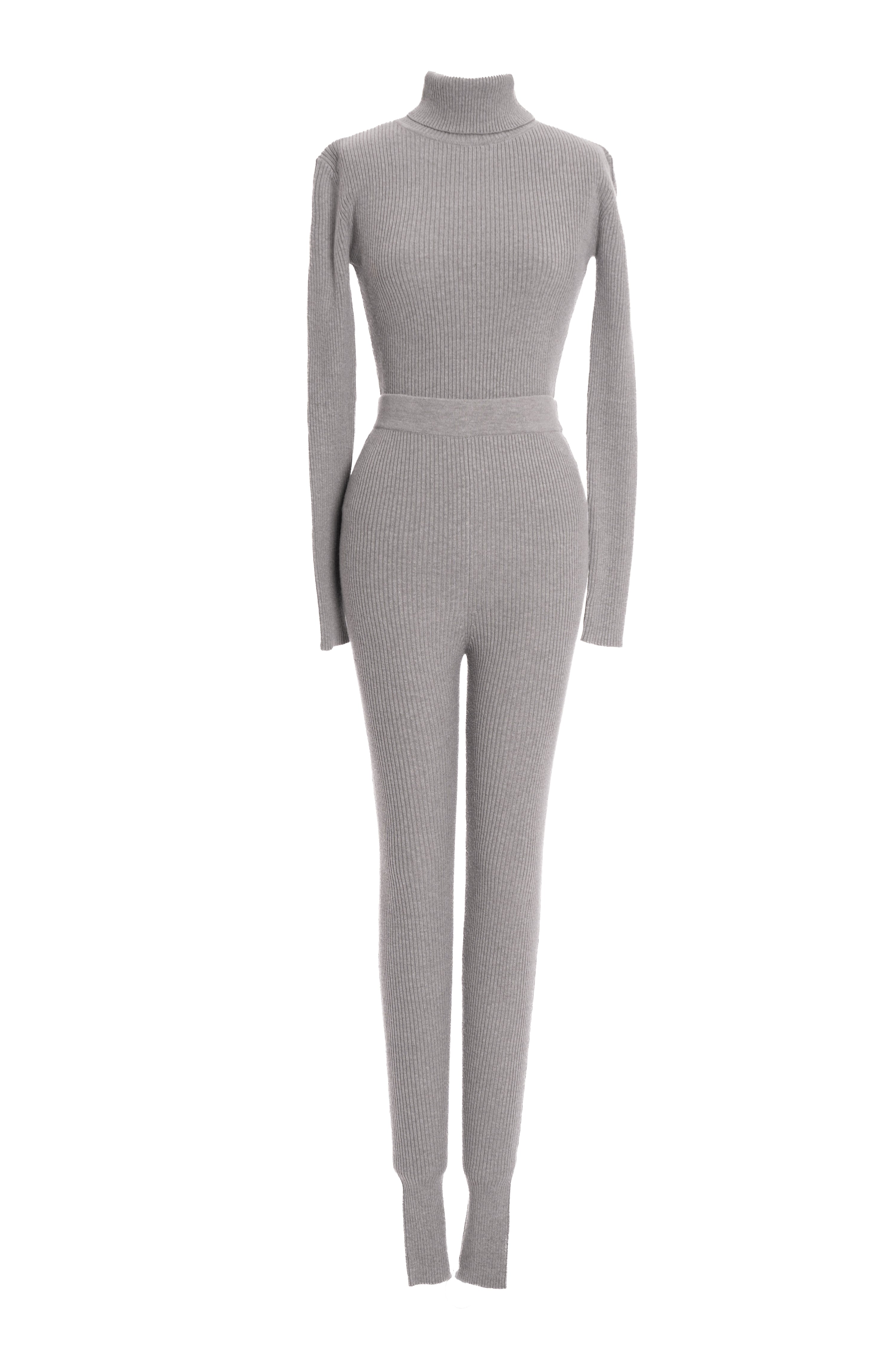 Heather Grey Arlett Turtleneck Bodysuit - JLUXLABEL
