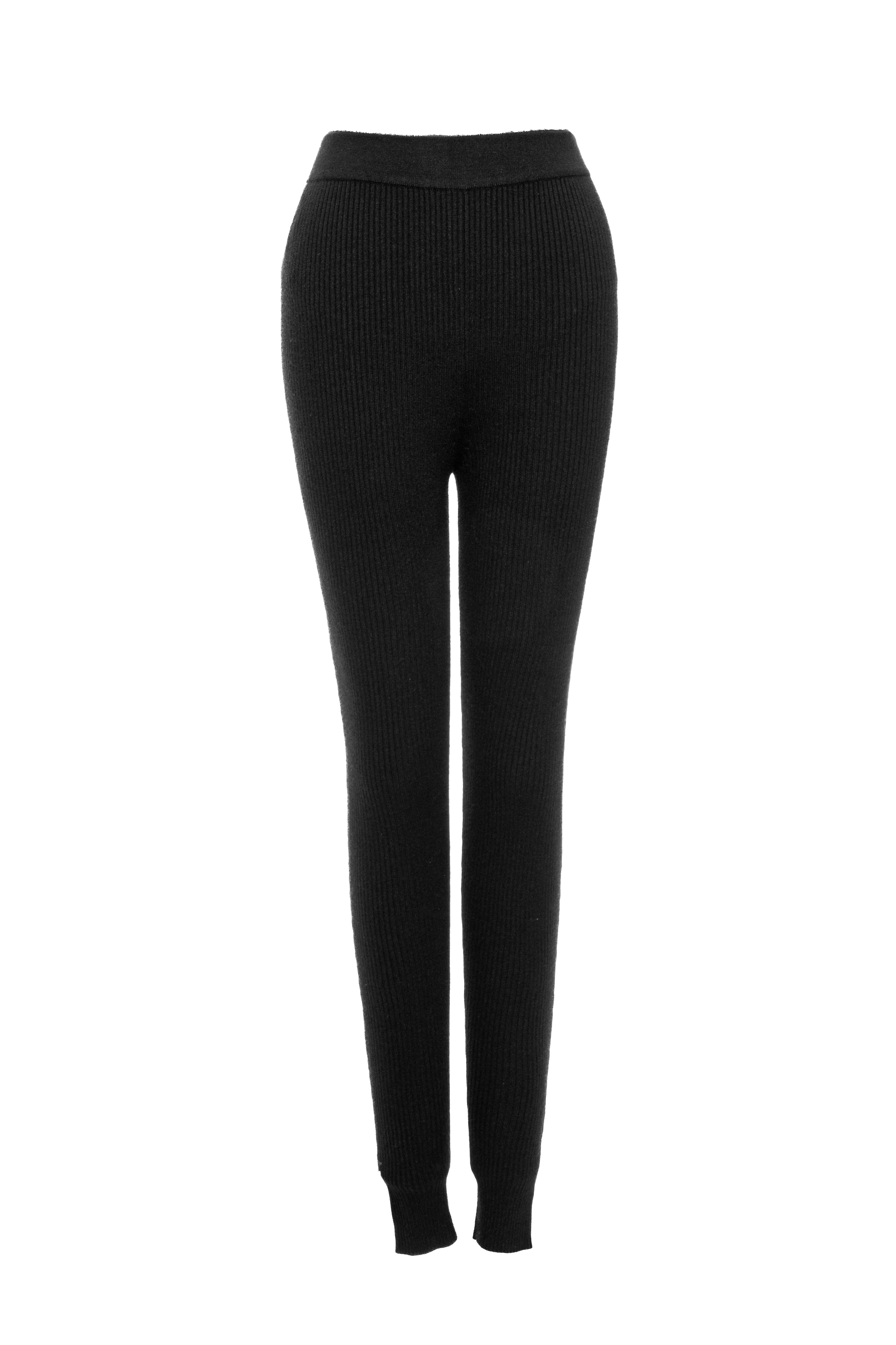 Black Naaya Ribbed Leggings - JLUXLABEL