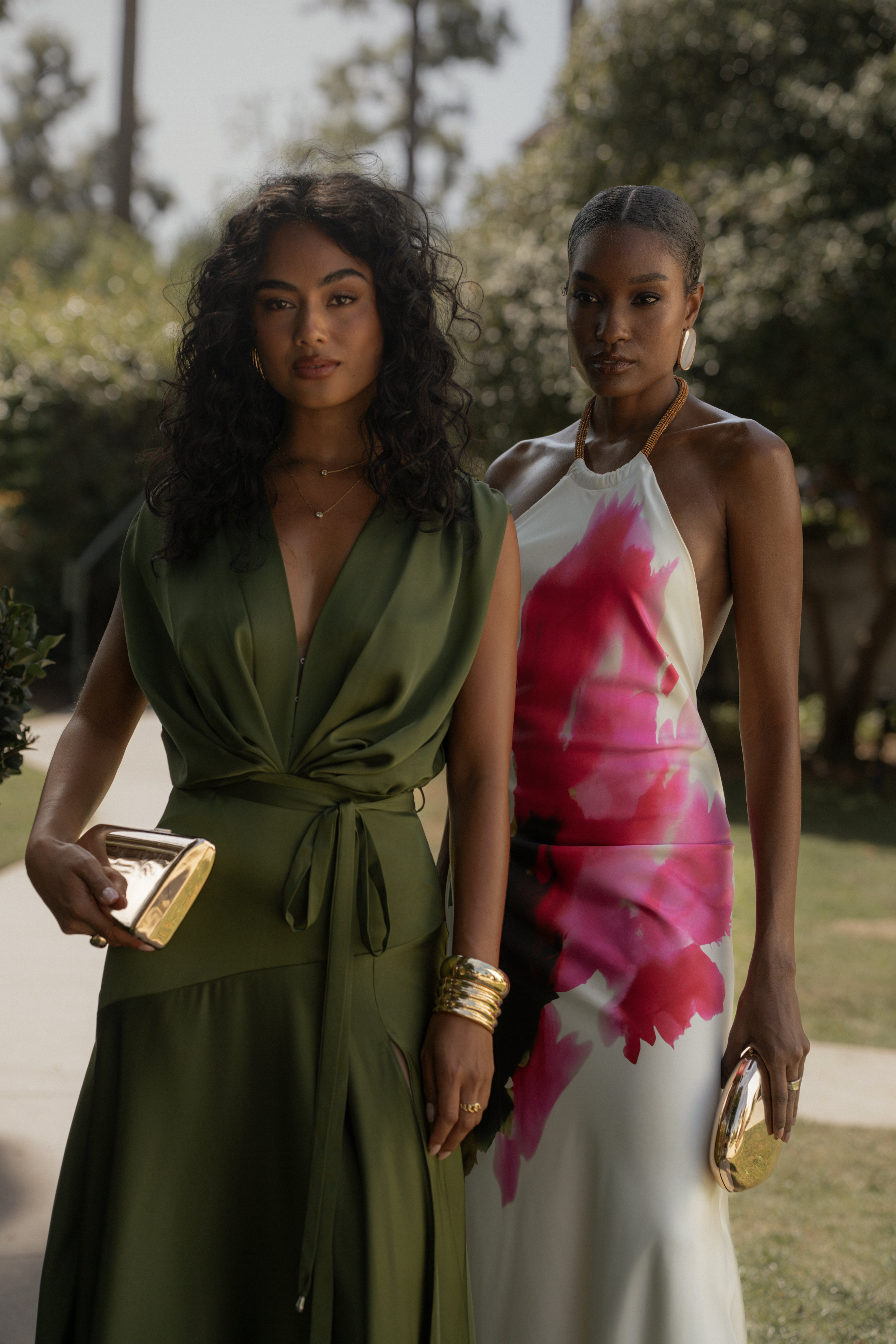 Olive Amalia Satin Maxi Dress - JLUXLABEL