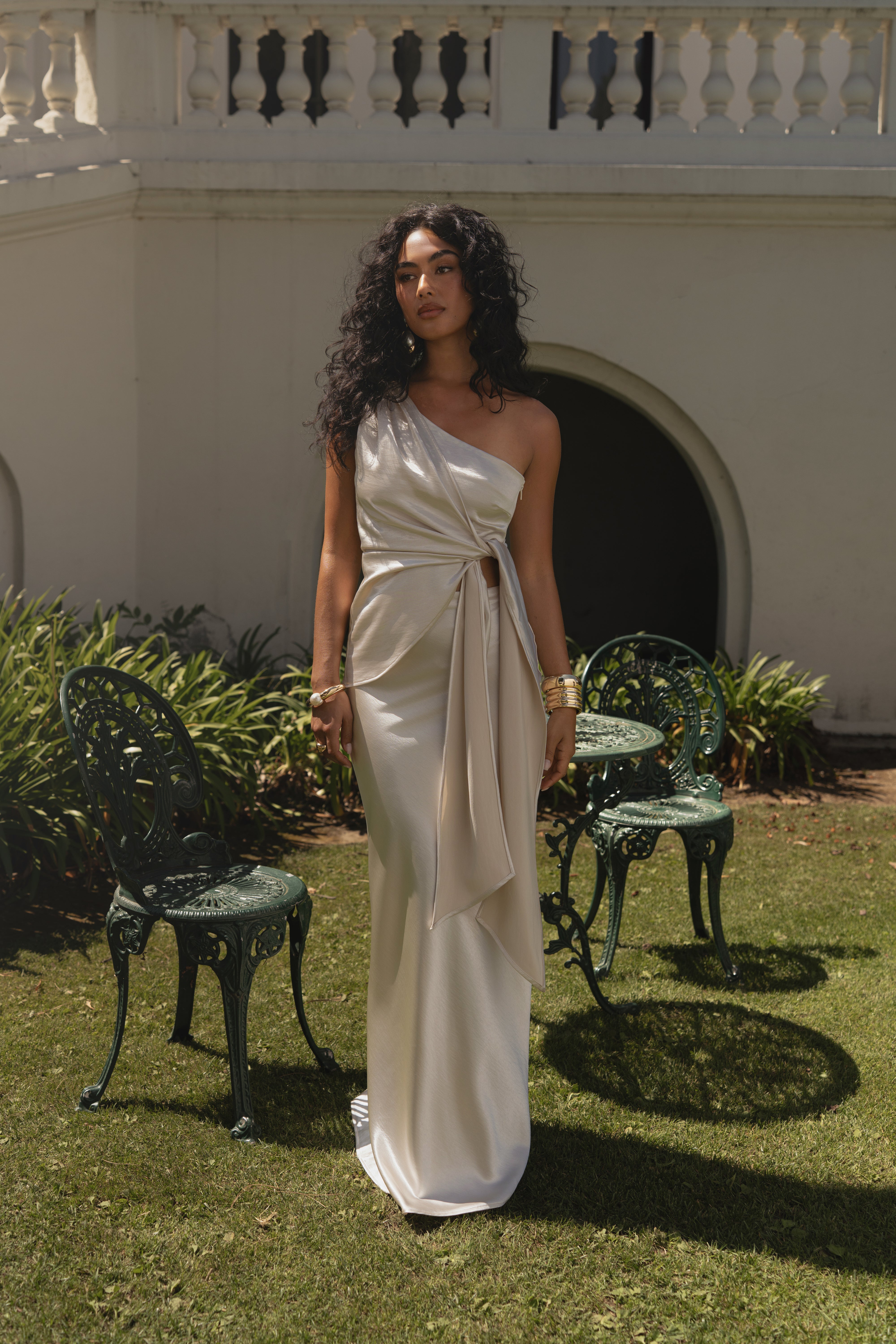 Ivory Palmera Satin Top - JLUXLABEL