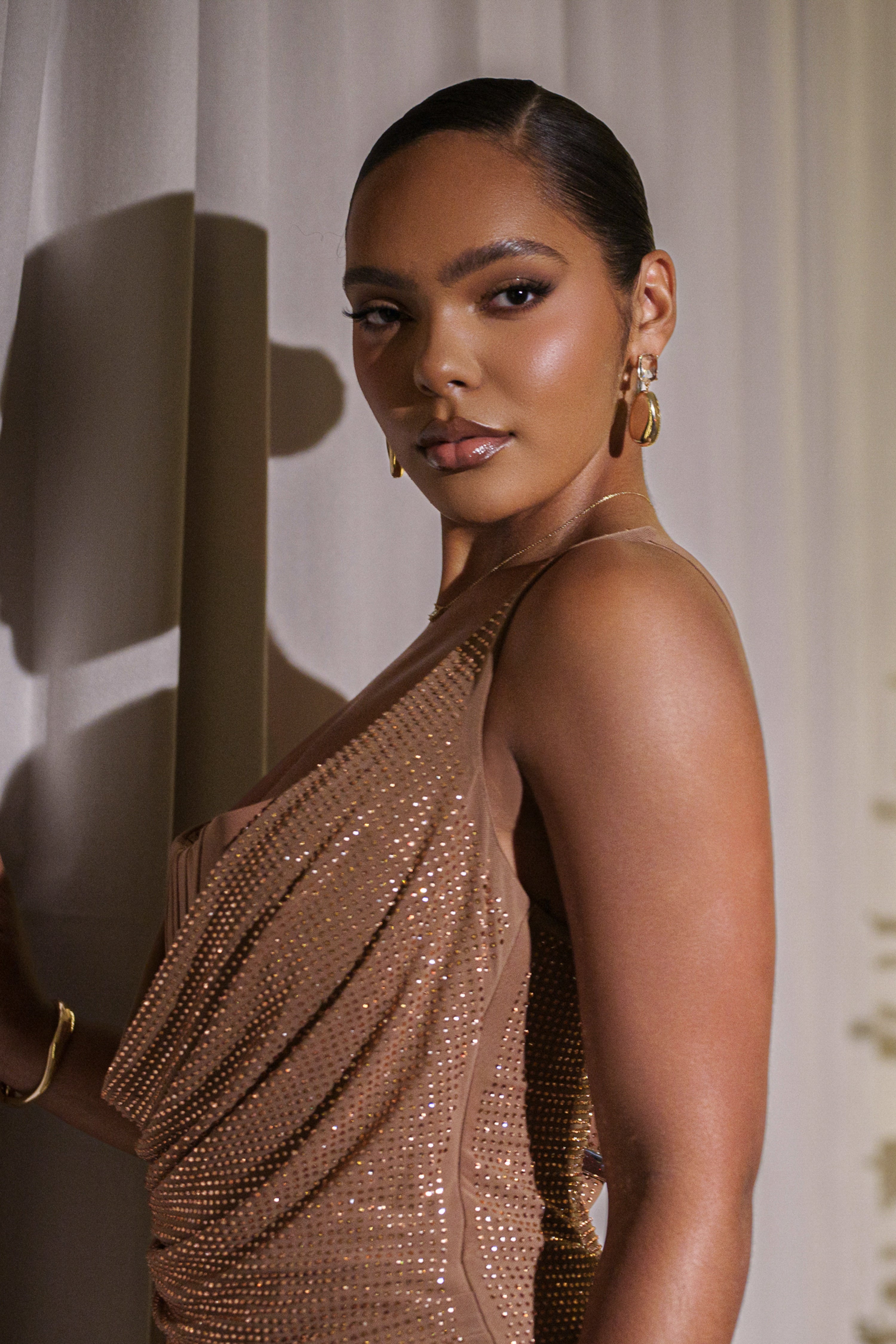 Pecan Hot Fix Krishna Maxi Dress - JLUXLABEL