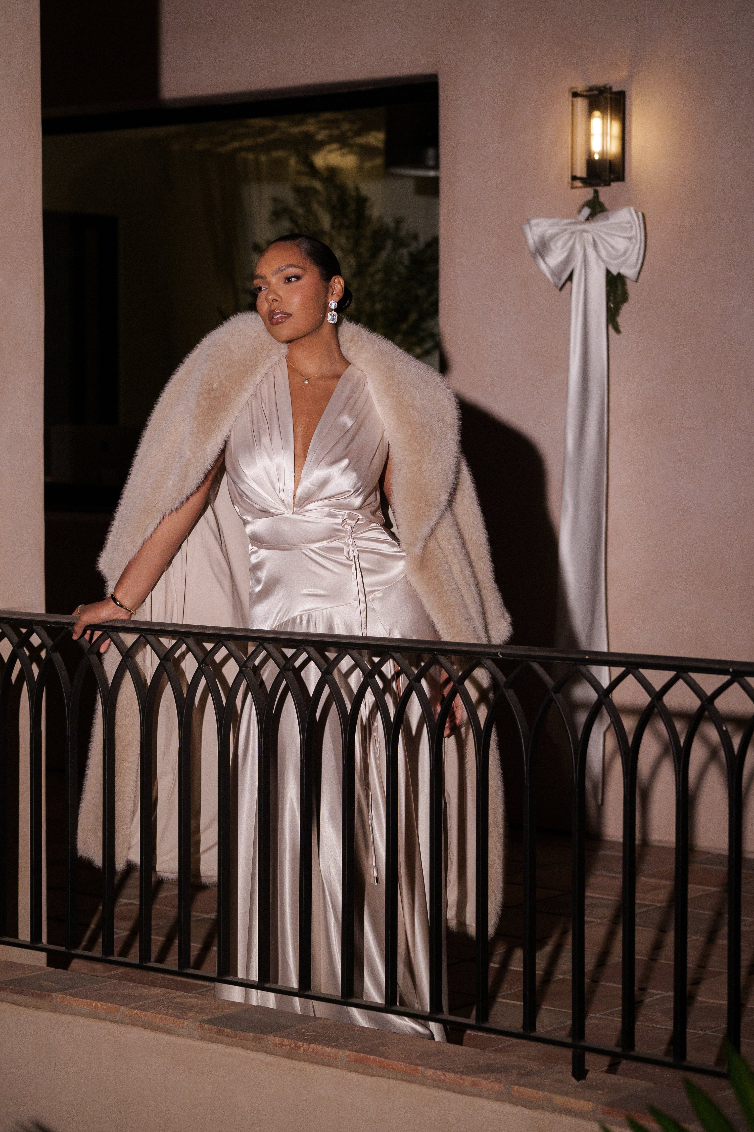 Champagne Amalia Satin Maxi Dress - JLUXLABEL