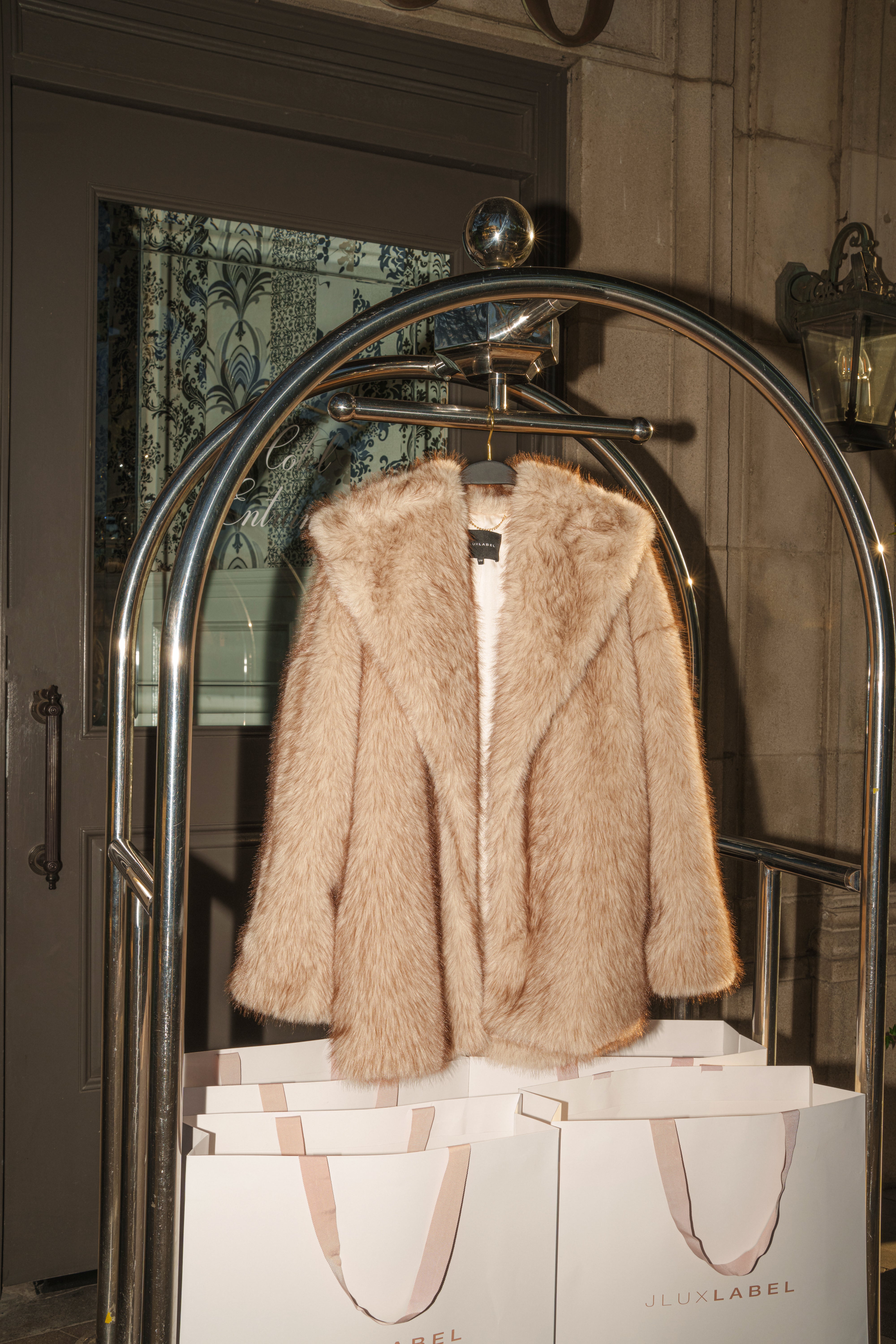 Ivory/Brown Soft Season Faux Fur Coat