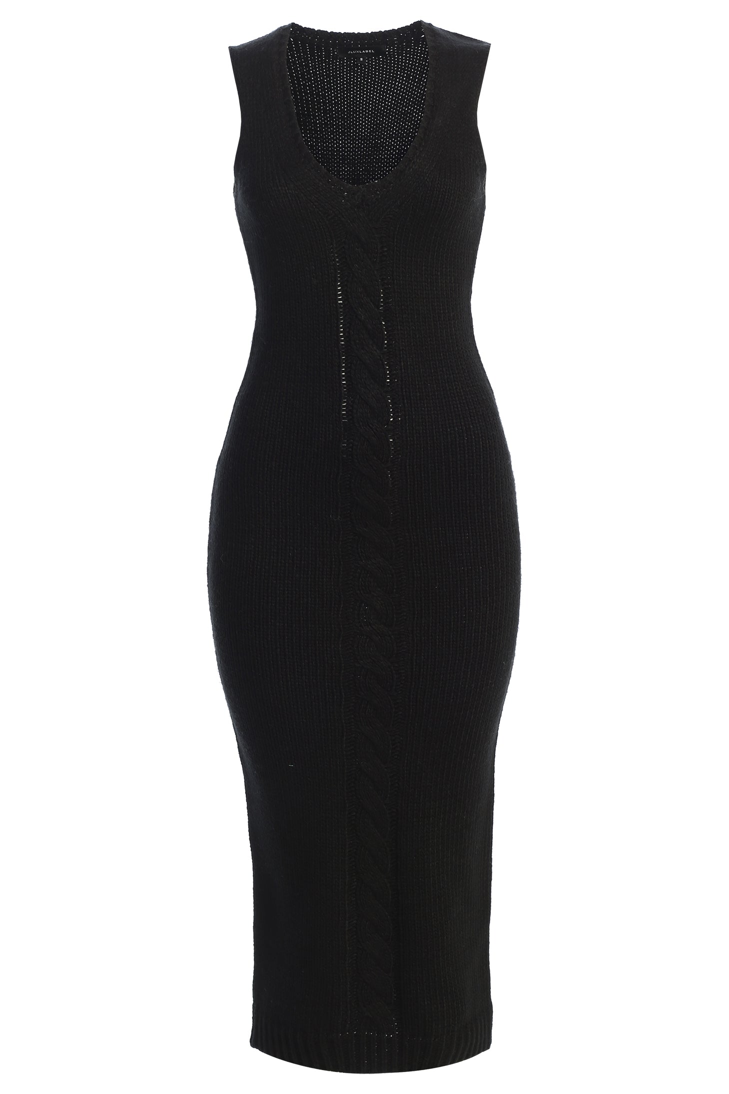 Black Sleeveless Cable Knit Dress - JLUXLABEL