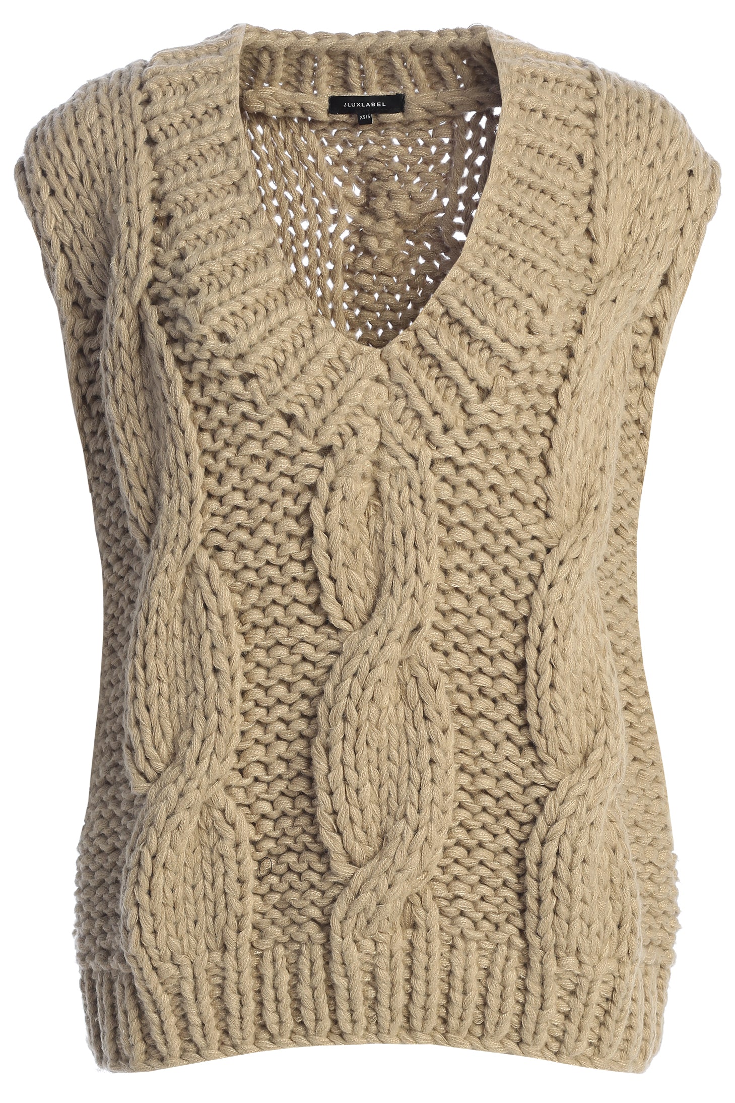 Taupe Mari Cable Knit Vest - JLUXLABEL