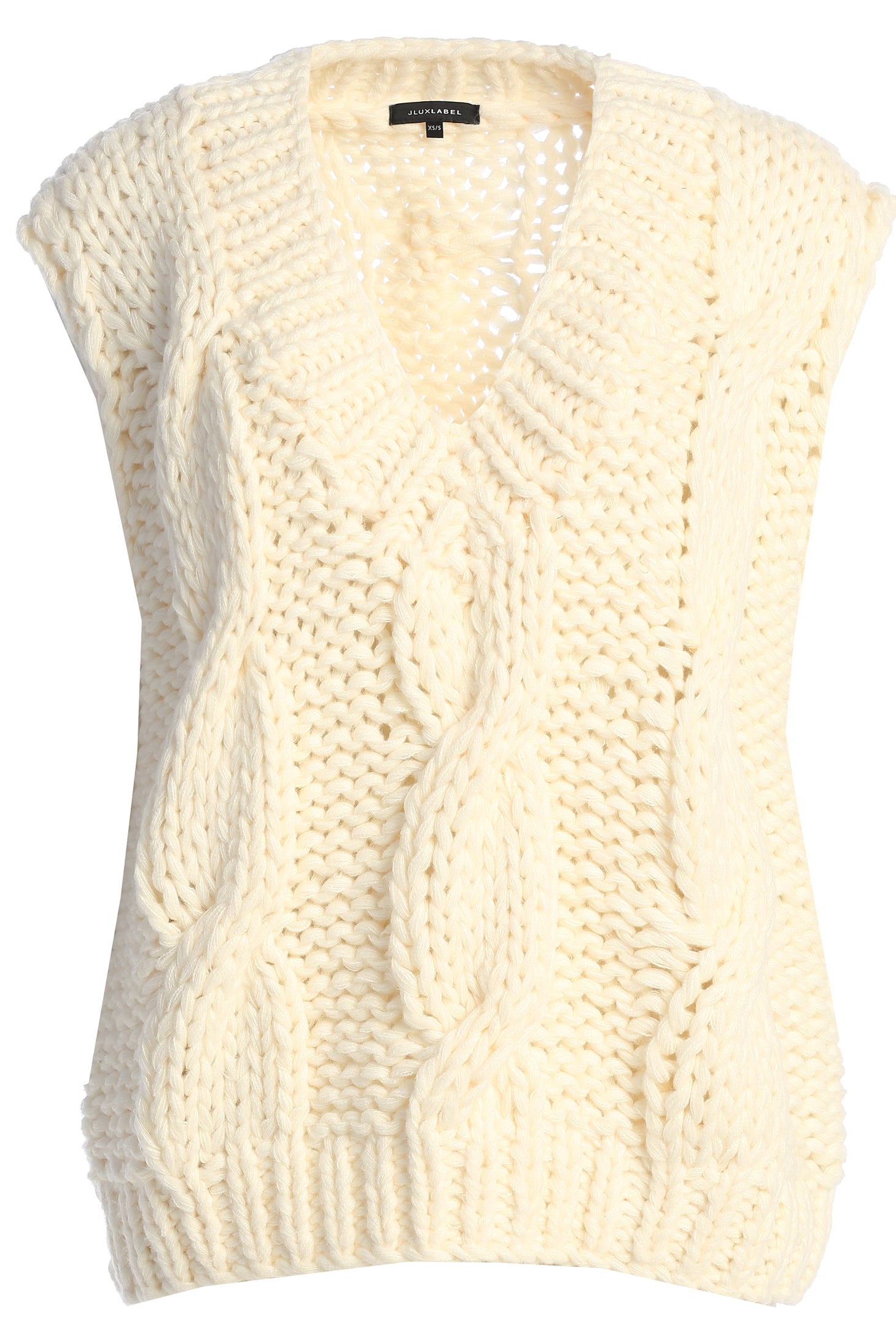 Ivory Mari Cable Knit Vest - JLUXLABEL