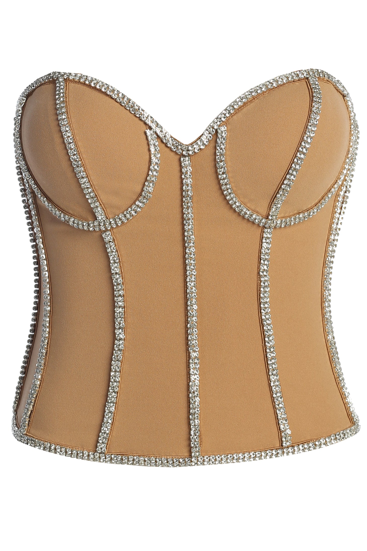 Tan Illusions Rhinestone Corset - JLUXLABEL