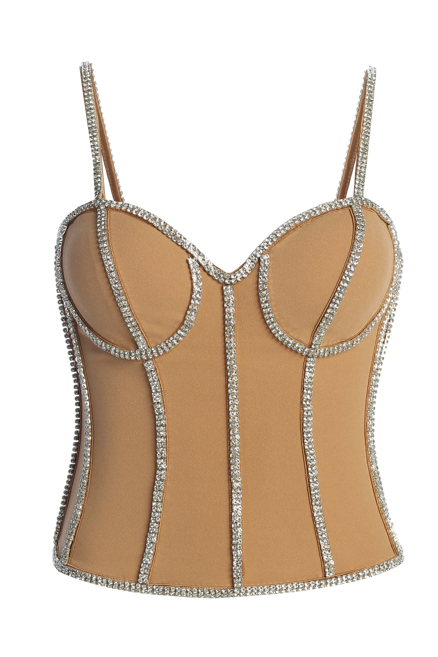 Tan Illusions Rhinestone Corset - JLUXLABEL