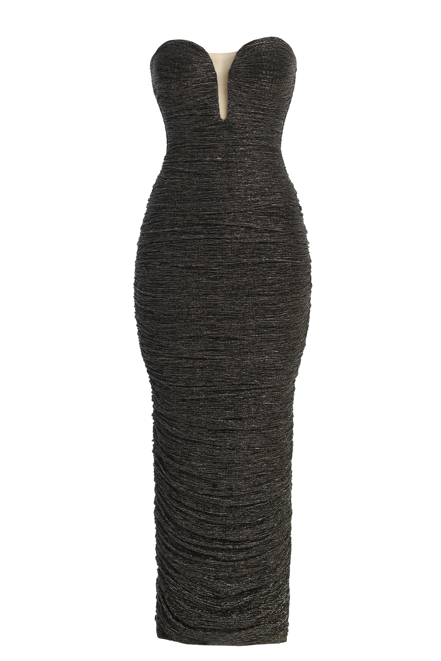 Black/Gold Metallic Mesh Maxi Dress - JLUXLABEL