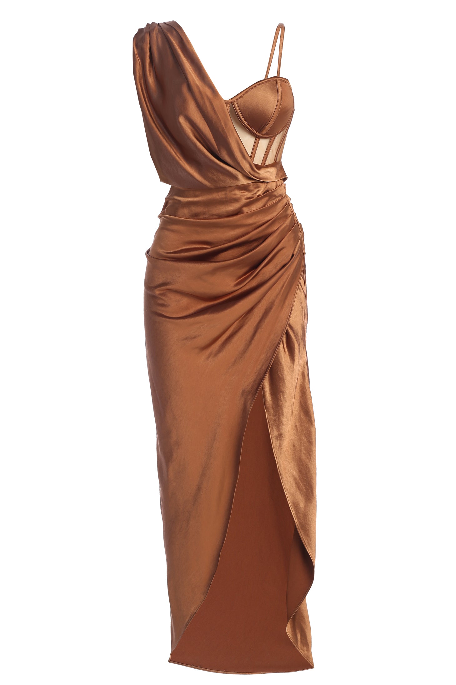 Chocolate Anastacia Drape Maxi Dress - JLUXLABEL