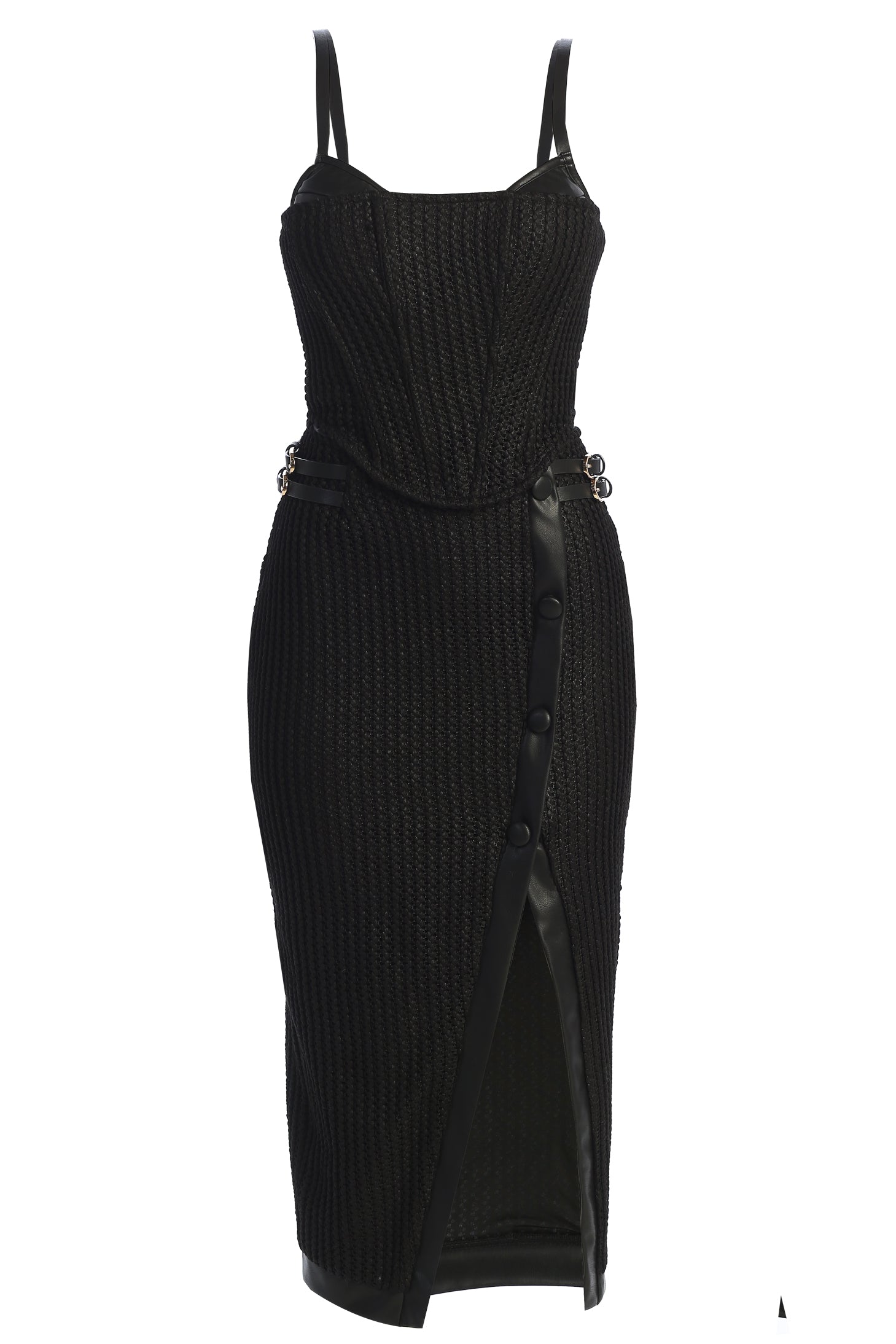 Black Textured Mystique Midi Skirt - JLUXLABEL