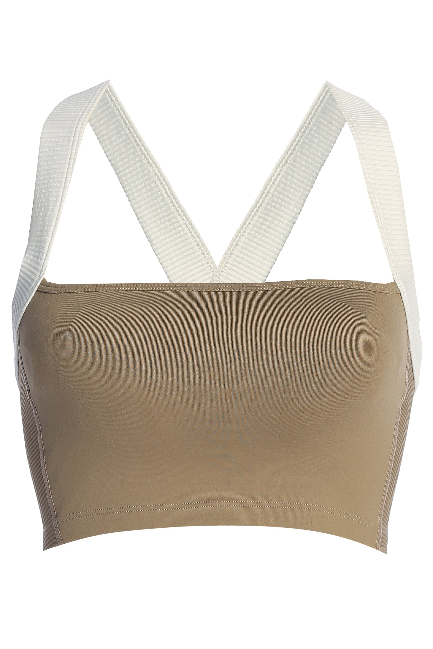 Beige/White Ultimate Ribbed Halter Top - JLUXLABEL