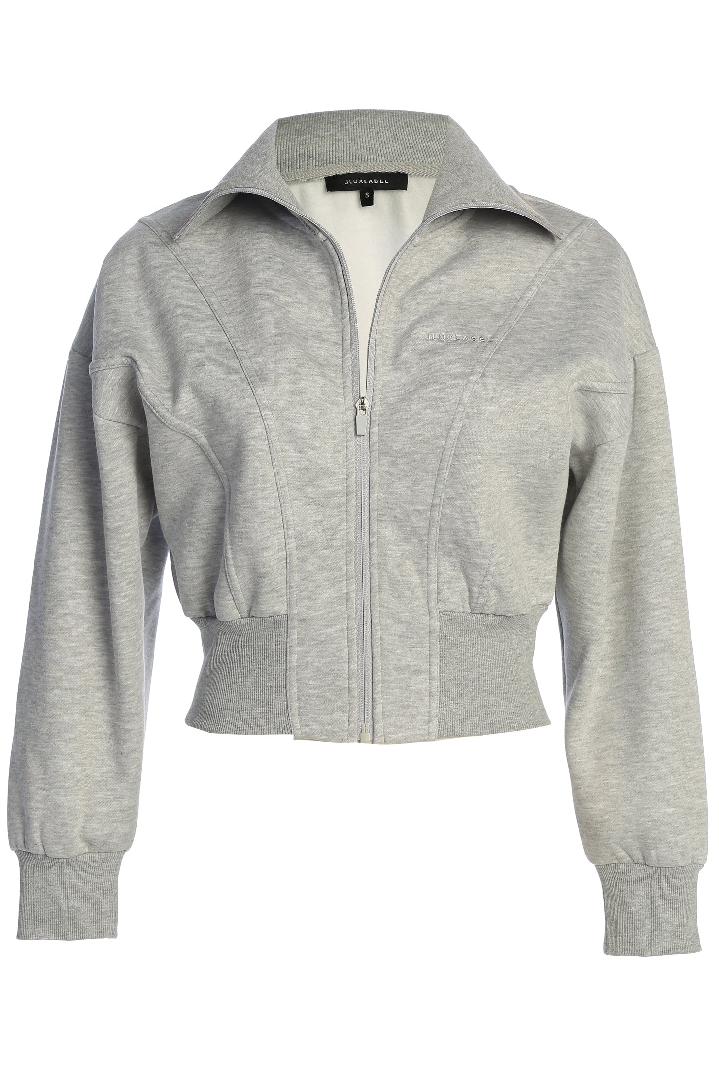 Heather Grey JLUXLABEL Logo Zip Up Jacket - JLUXLABEL