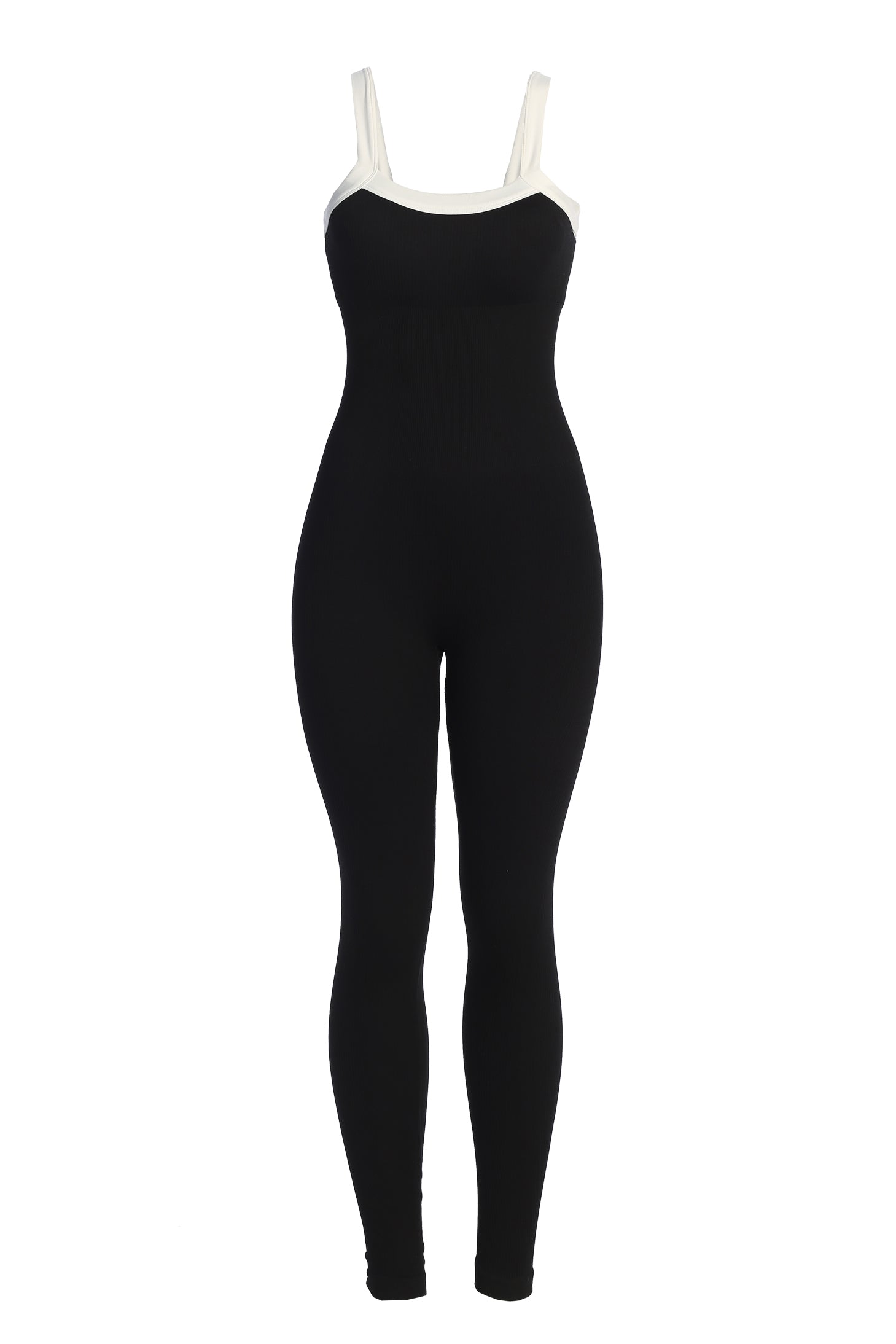 Black/White Core Ribbed Jumpsuit - JLUXLABEL