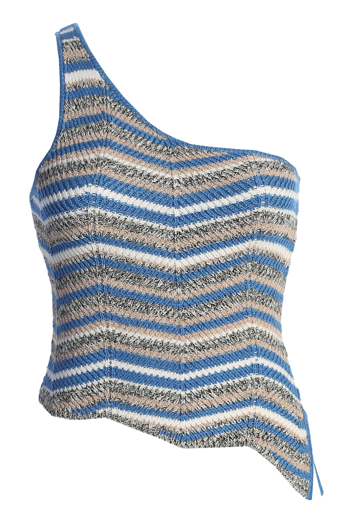 Blue Multi Sol Horizon One Shoulder Top - JLUXLABEL