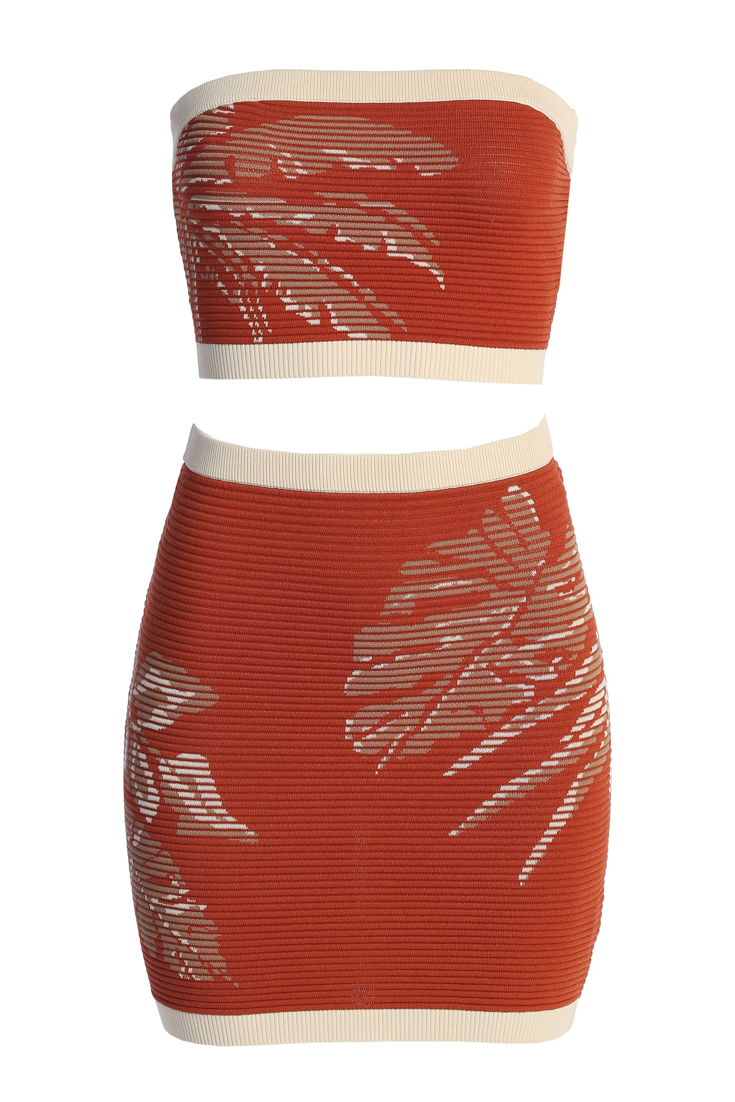 Rust/Ivory Lush Shores Print Skirt Set - JLUXLABEL