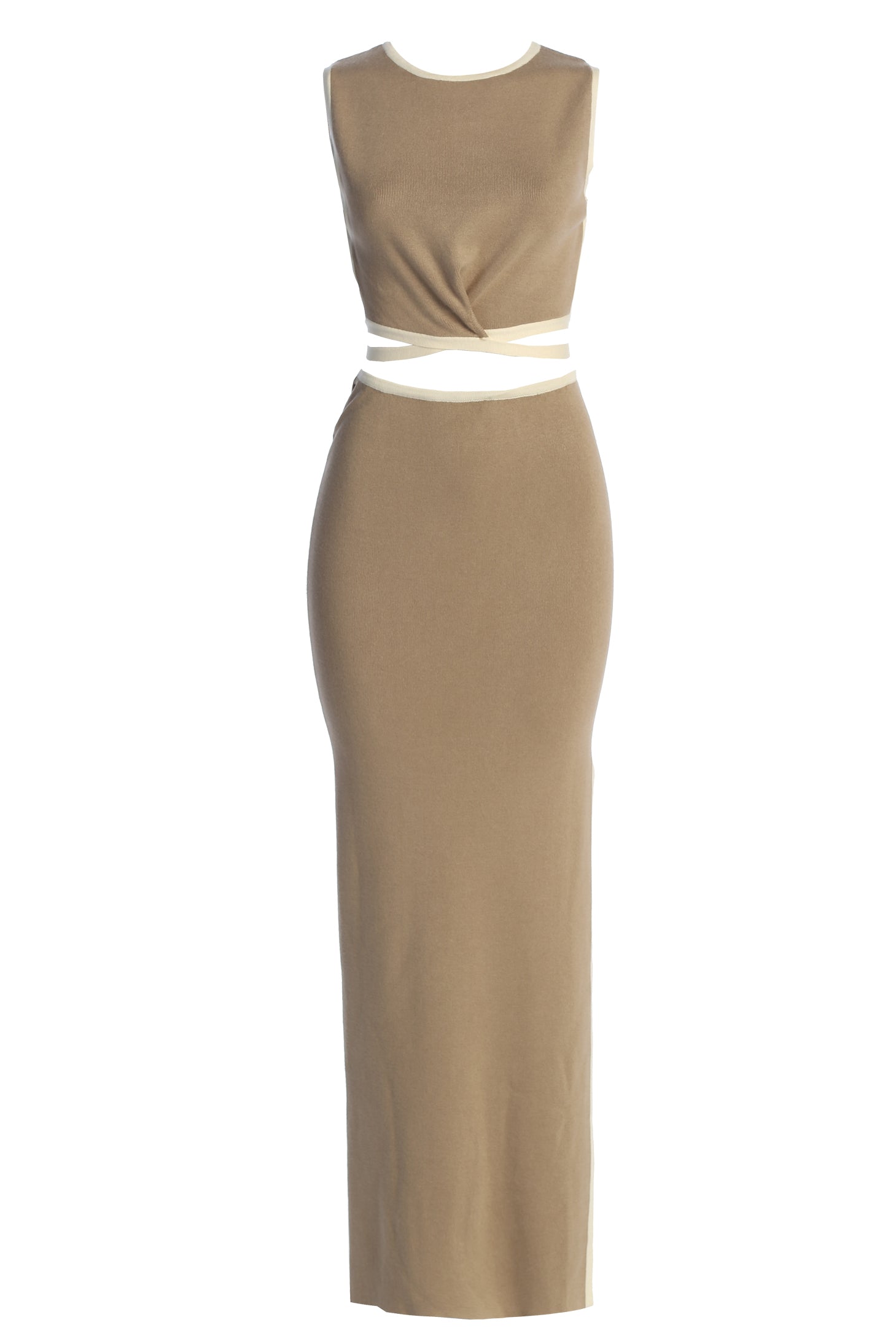 Taupe/Cream Anora Skirt Set - JLUXLABEL