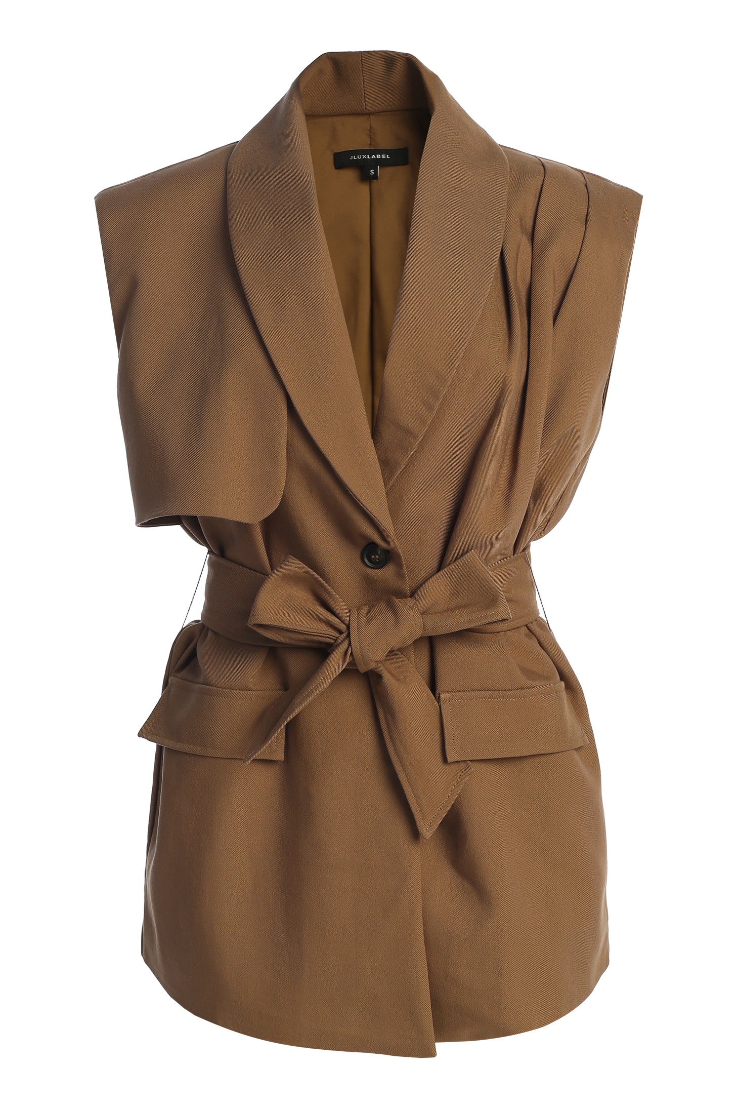 Tan Jeanie Belted Vest - JLUXLABEL