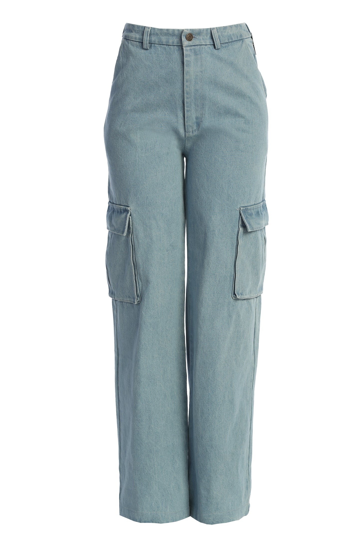 Medium Wash Denim Utility Cargo Pants - JLUXLABEL